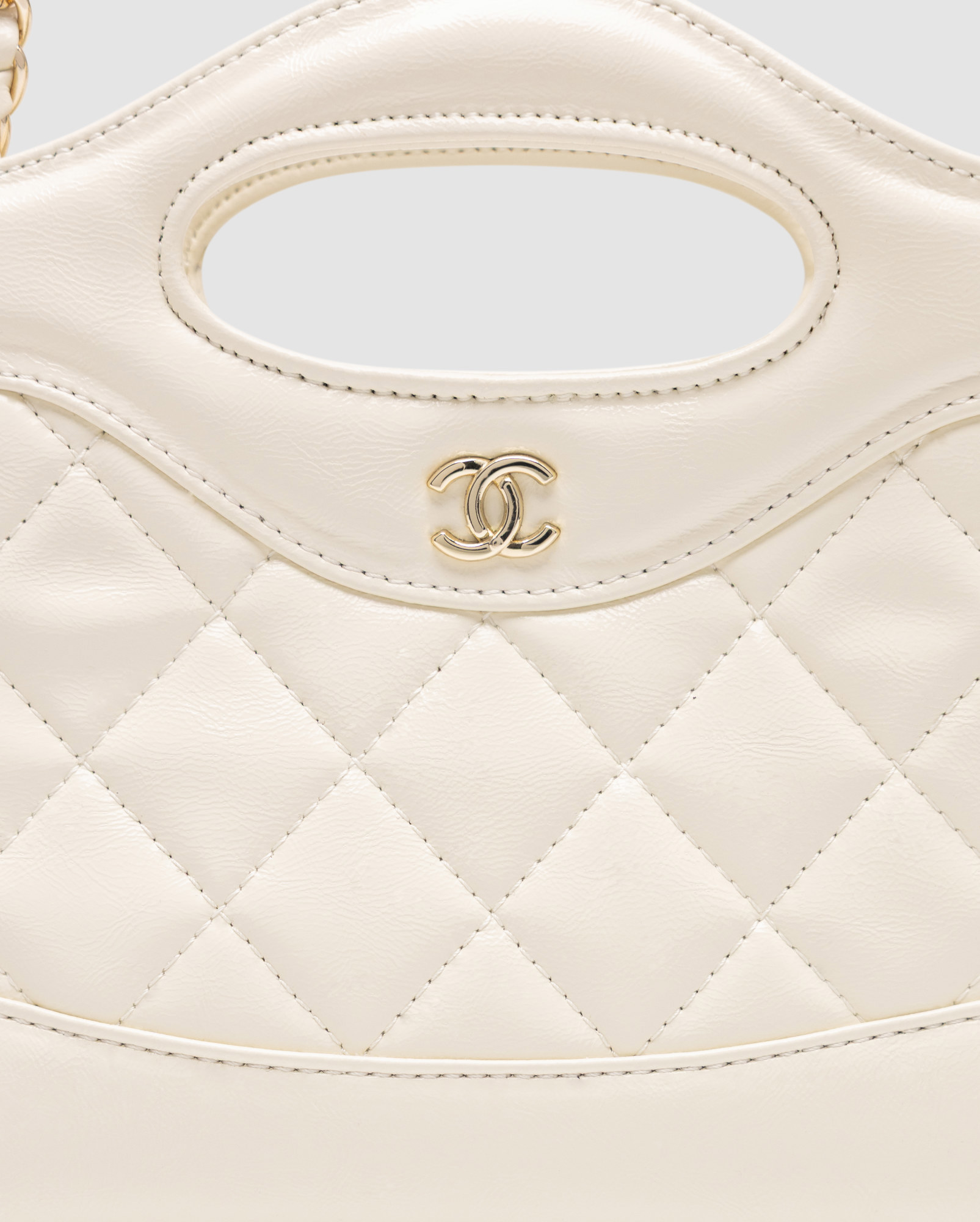Chanel 31 Mini Shopping Bag Shiny Aged Calfskin Cream & Gold Ha - 4
