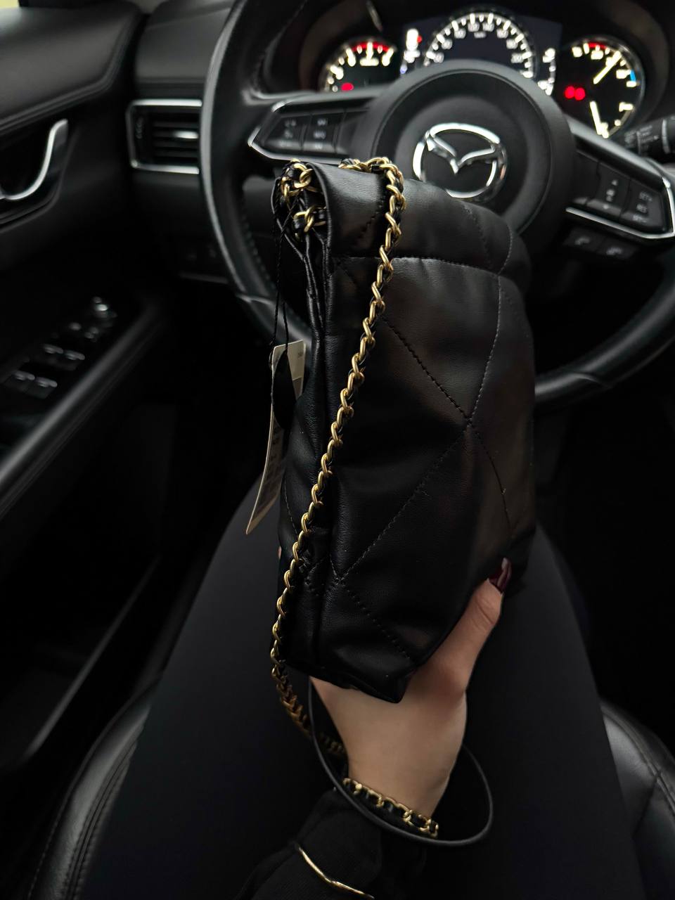 Chanel Black Quilted Calfskin Mini 22 Bag Gold Hardware - 3