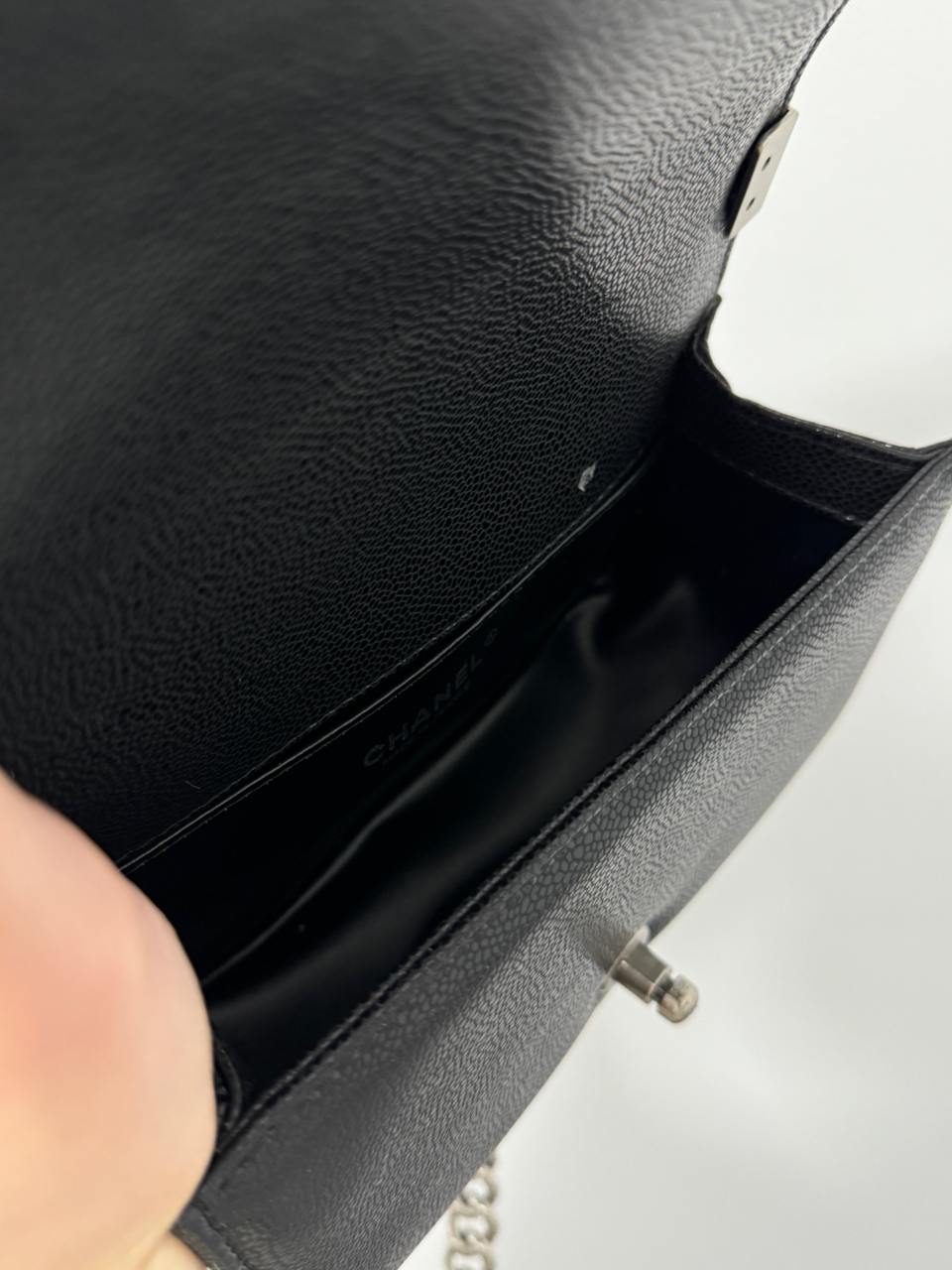 Chanel Boy Black/Silver Caviar RHW Mini - 13