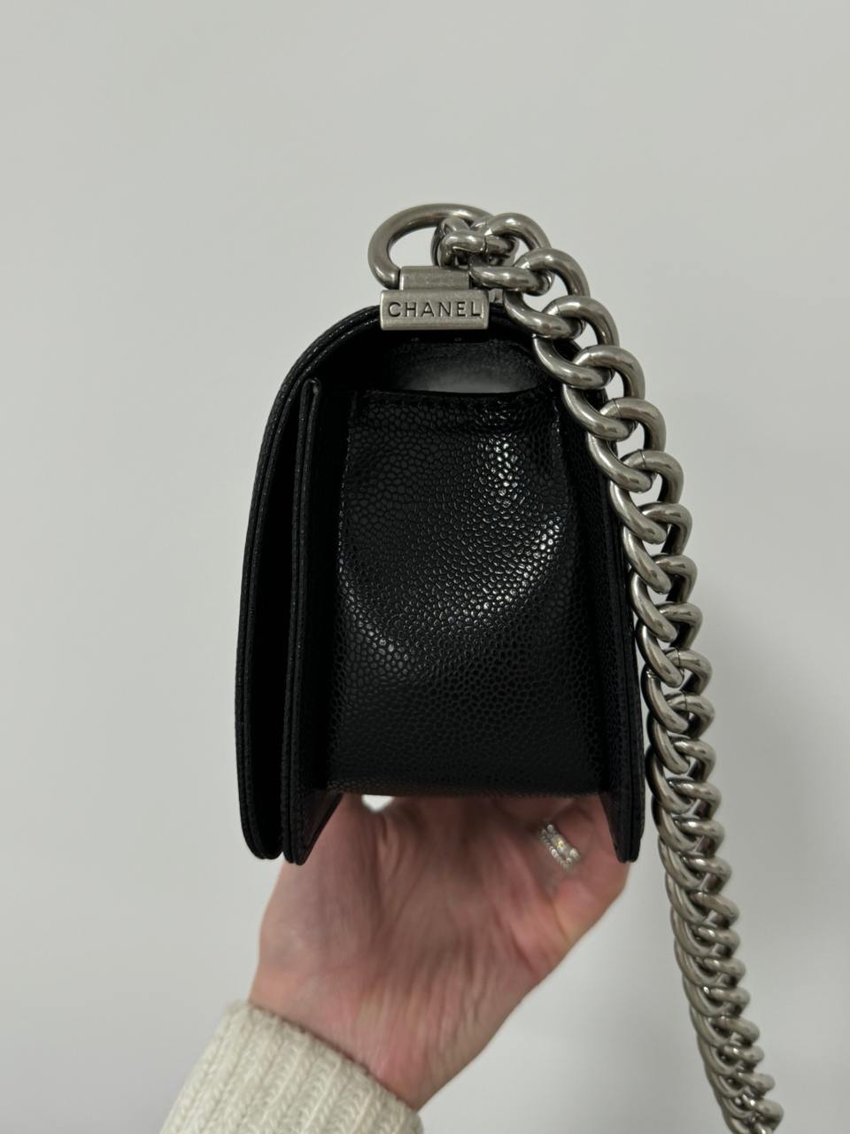Chanel Boy Black/Silver Caviar RHW Mini - 6