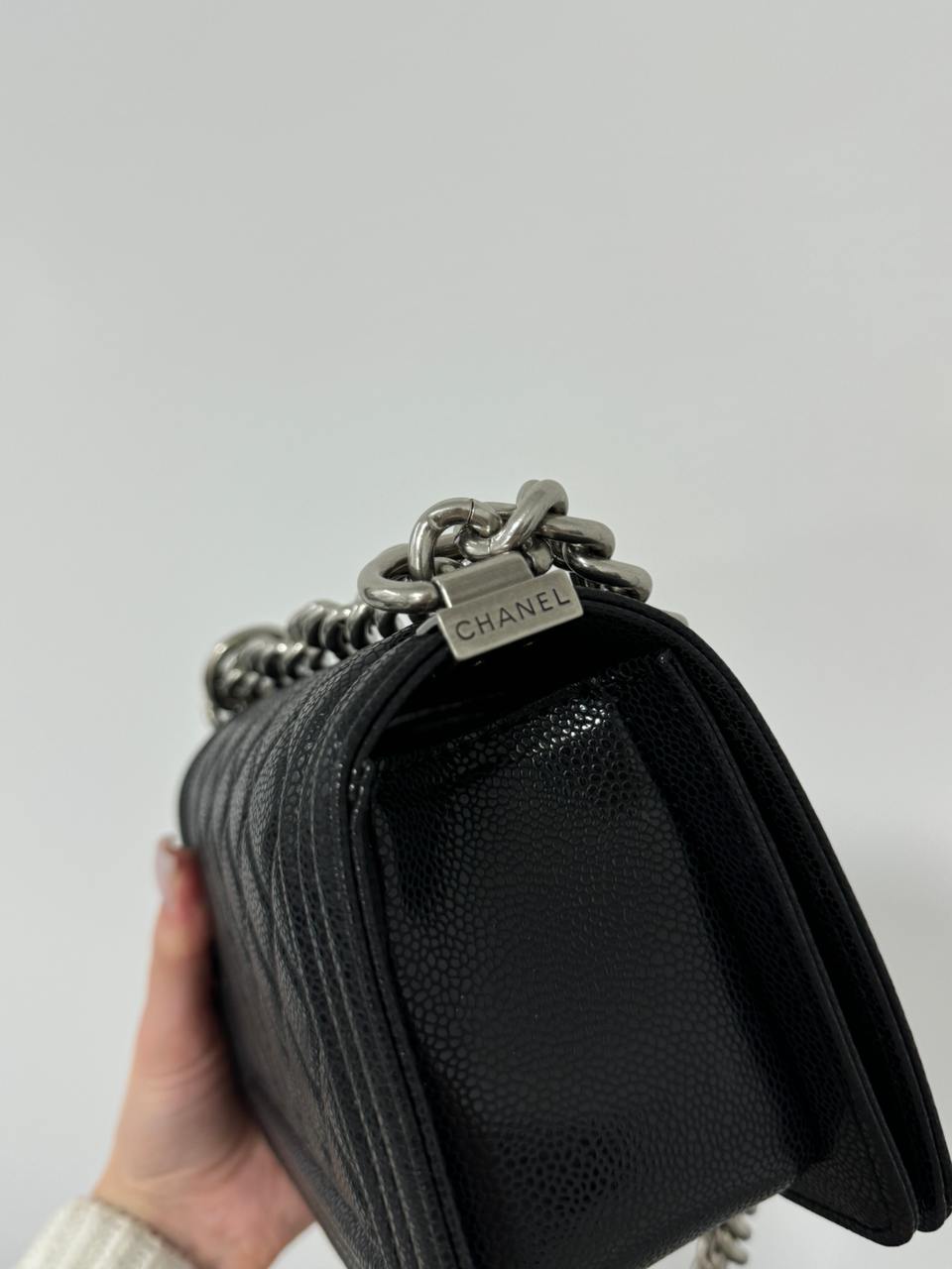 Chanel Boy Black/Silver Caviar RHW Mini - 7