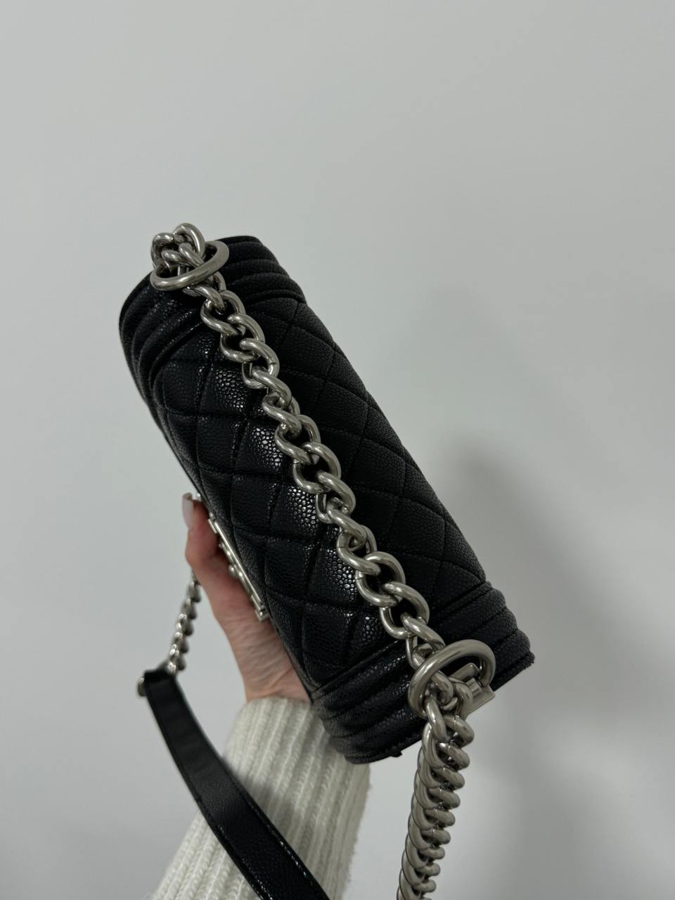 Chanel Boy Black/Silver Caviar RHW Mini - 9