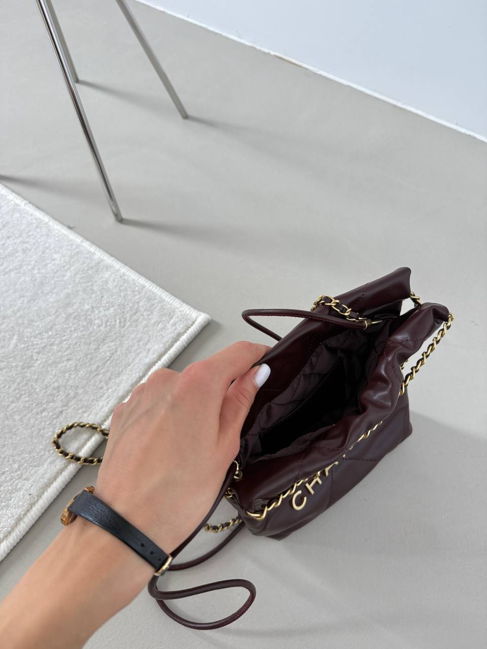 Chanel Burgundy Quilted Calfskin Mini 20 Bag Gold - 7