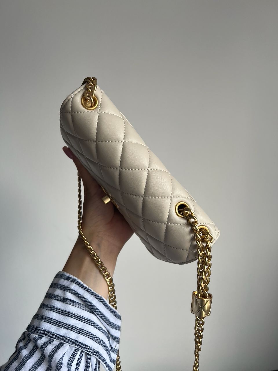 Chanel Calfskin Quilted Perfect Fit Wallet On Chain Beige/Gold - 6