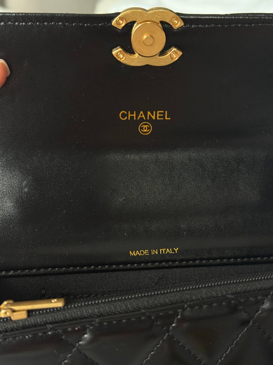 Chanel Calfskin Quilted Perfect Fit Wallet On Chain Black/Gold - 13