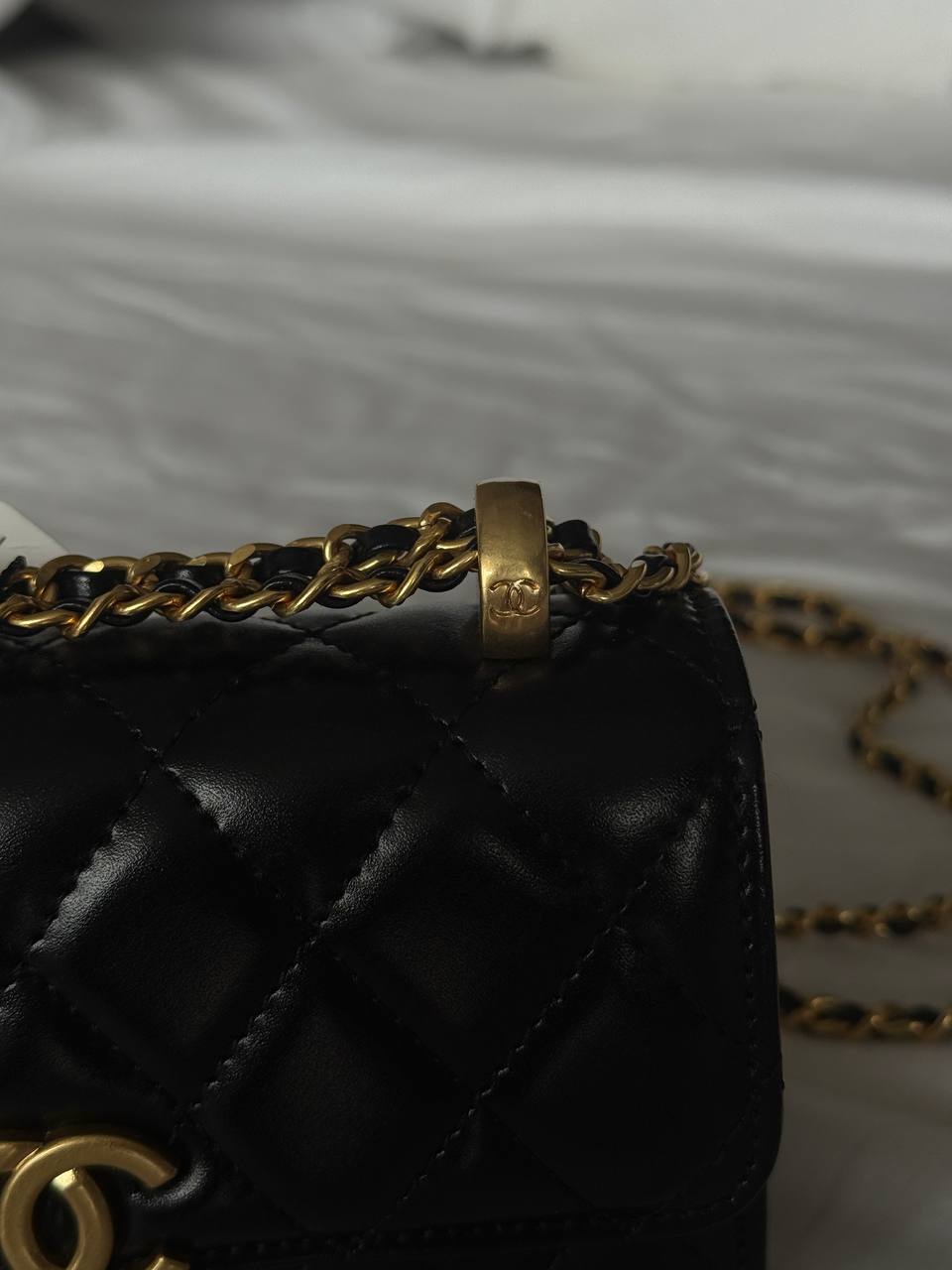 Chanel Calfskin Quilted Perfect Fit Wallet On Chain Black/Gold - 7