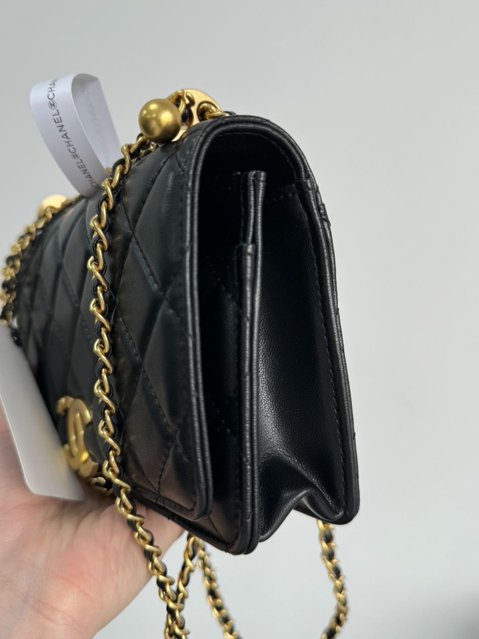 Chanel Calfskin Quilted Perfect Fit Wallet On Chain Black/Gold - 22