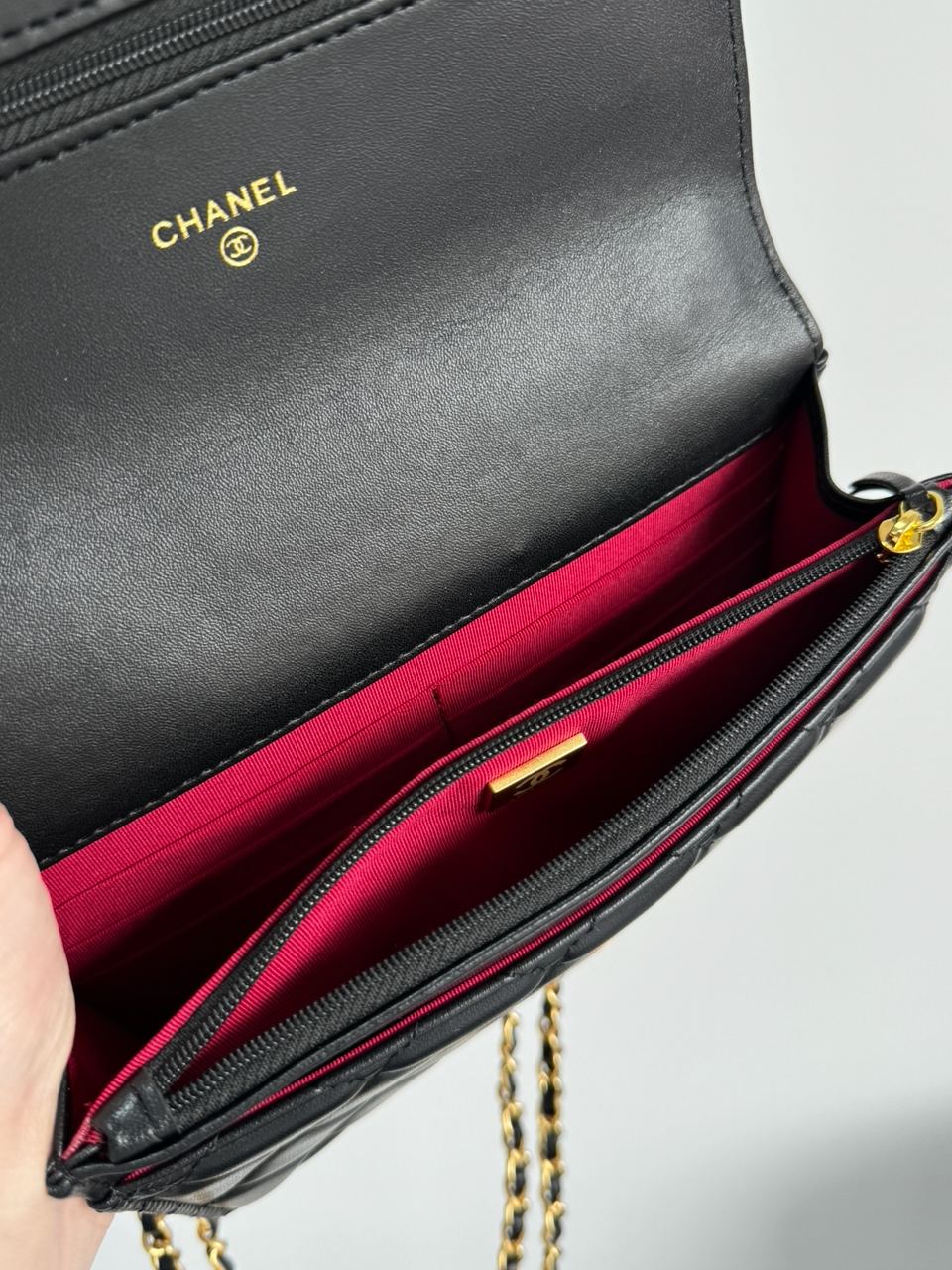 Chanel Calfskin Quilted Perfect Fit Wallet On Chain Black/Gold - 28