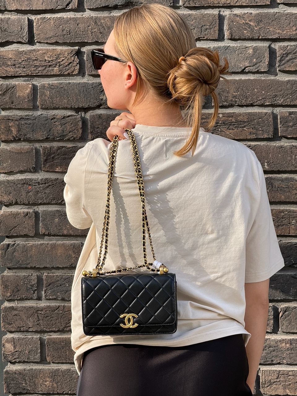 Chanel Calfskin Quilted Perfect Fit Wallet On Chain Black/Gold - 7