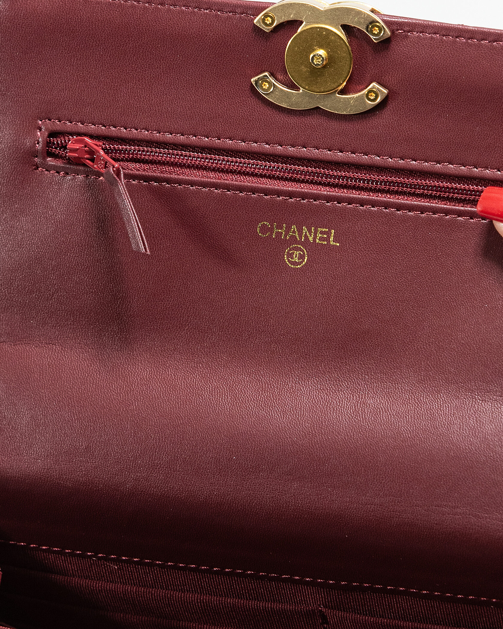 Chanel Calfskin Quilted Perfect Fit Wallet On Chain Burgundy/Gold - 15