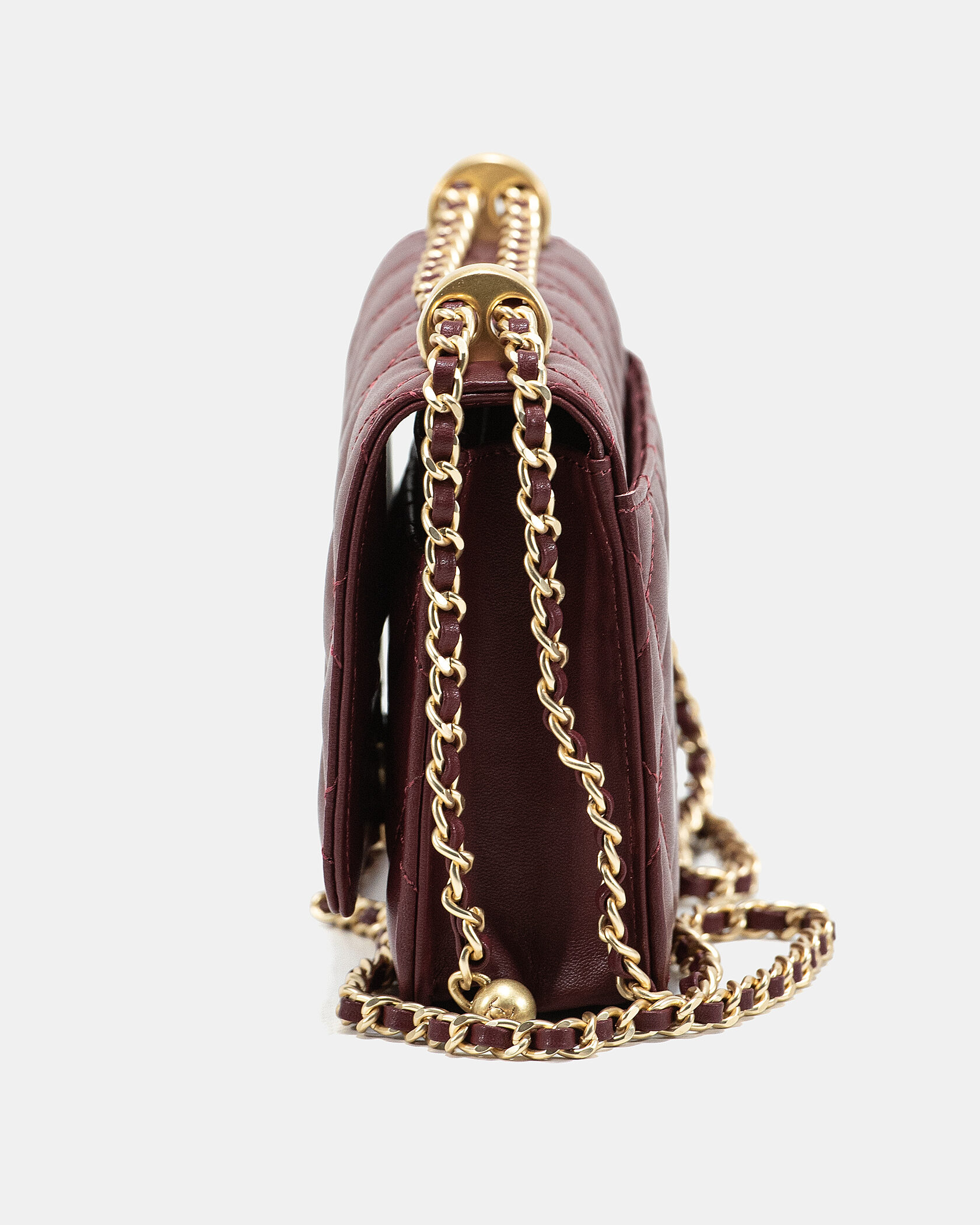 Chanel Calfskin Quilted Perfect Fit Wallet On Chain Burgundy/Gold - 7