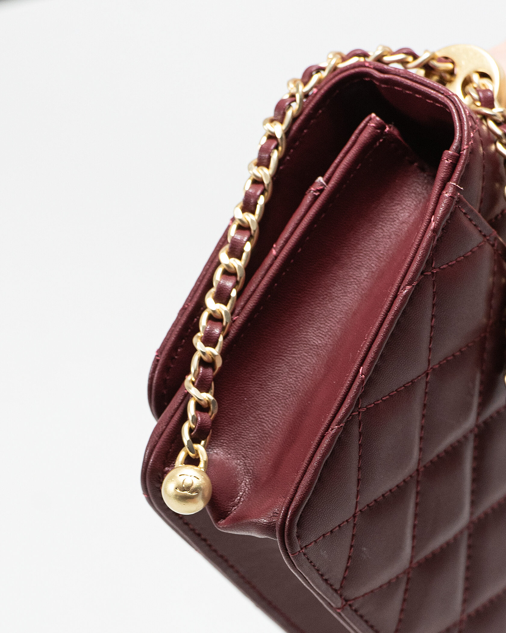Chanel Calfskin Quilted Perfect Fit Wallet On Chain Burgundy/Gold - 8
