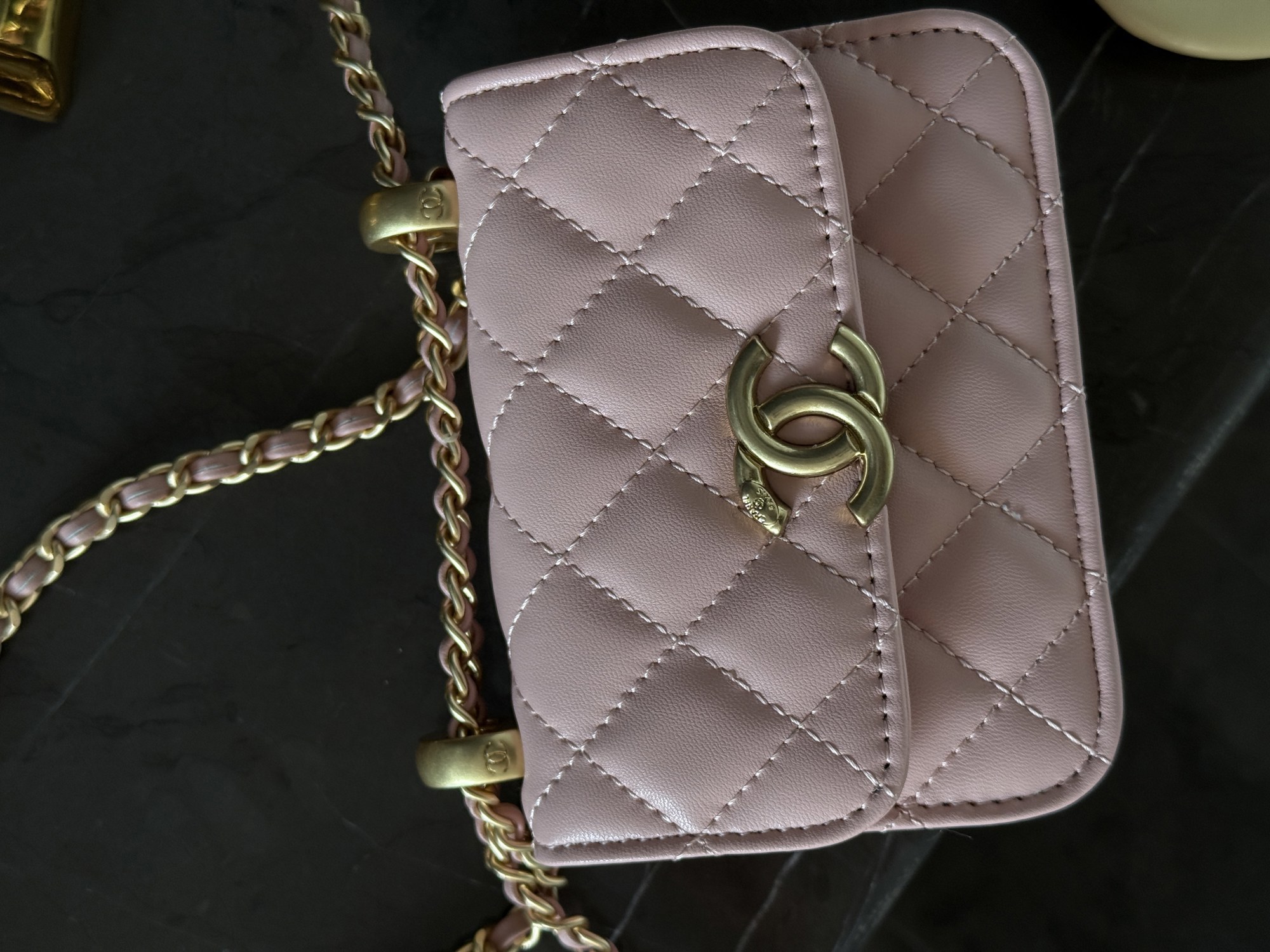 Chanel Calfskin Quilted Perfect Fit Wallet On Chain Mini Pink Маг - 8