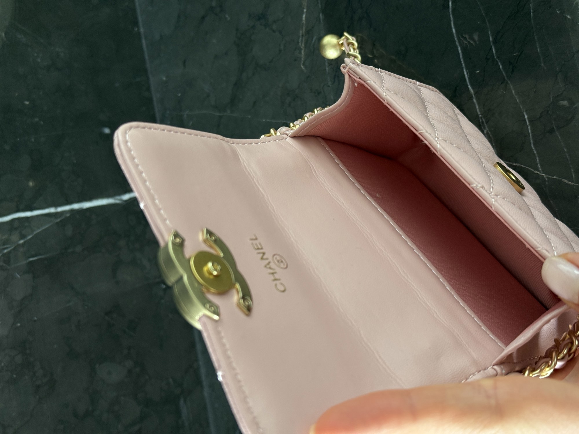Chanel Calfskin Quilted Perfect Fit Wallet On Chain Mini Pink Маг - 3