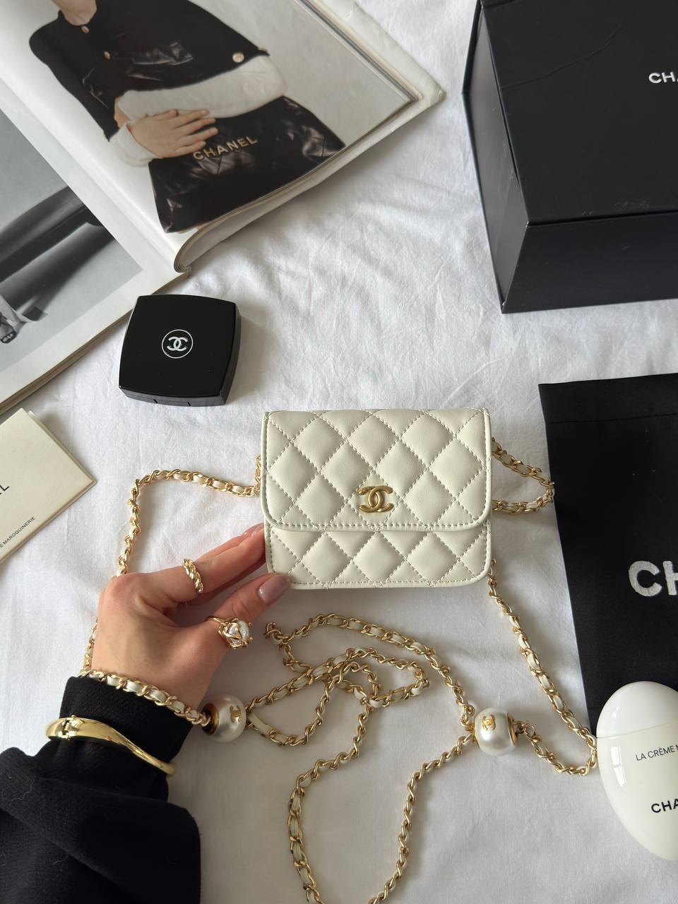 Chanel Calfskin Quilted Perfect Fit Wallet On Chain Mioni Milk - 4