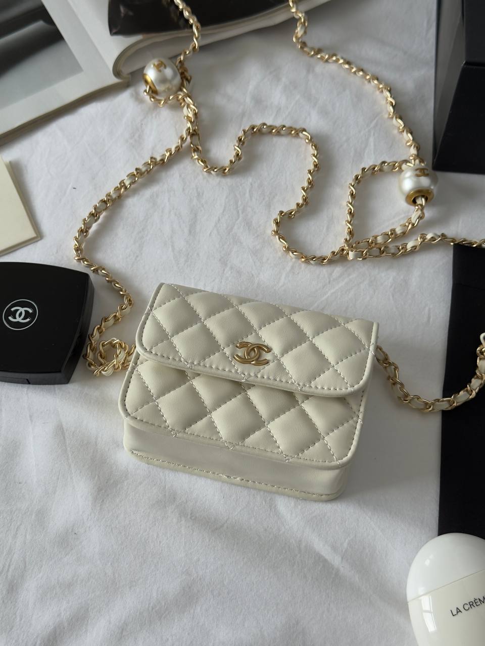 Chanel Calfskin Quilted Perfect Fit Wallet On Chain Mioni Milk - 6