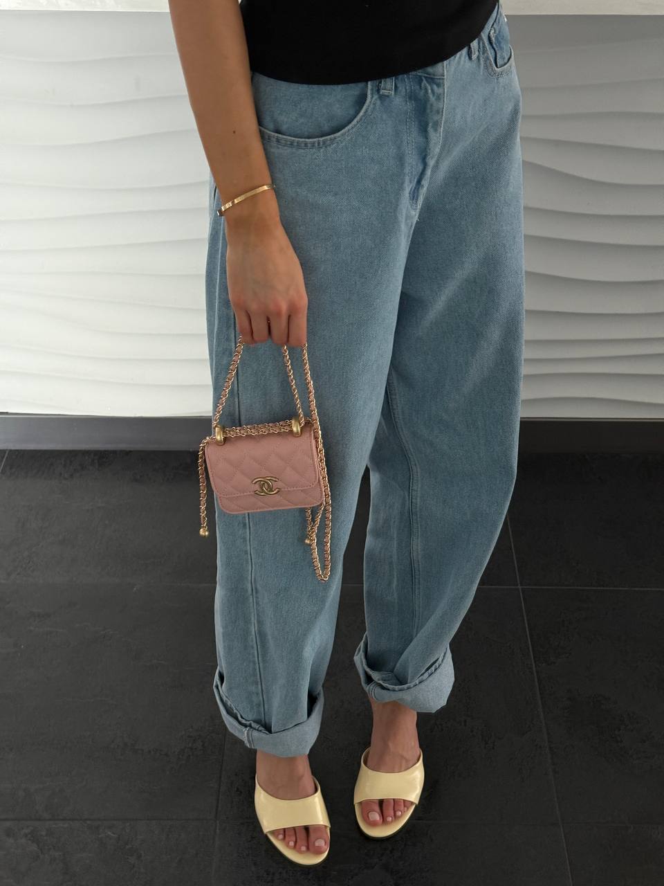 Chanel Calfskin Quilted Perfect Fit Wallet On Chain Mioni pink - 4