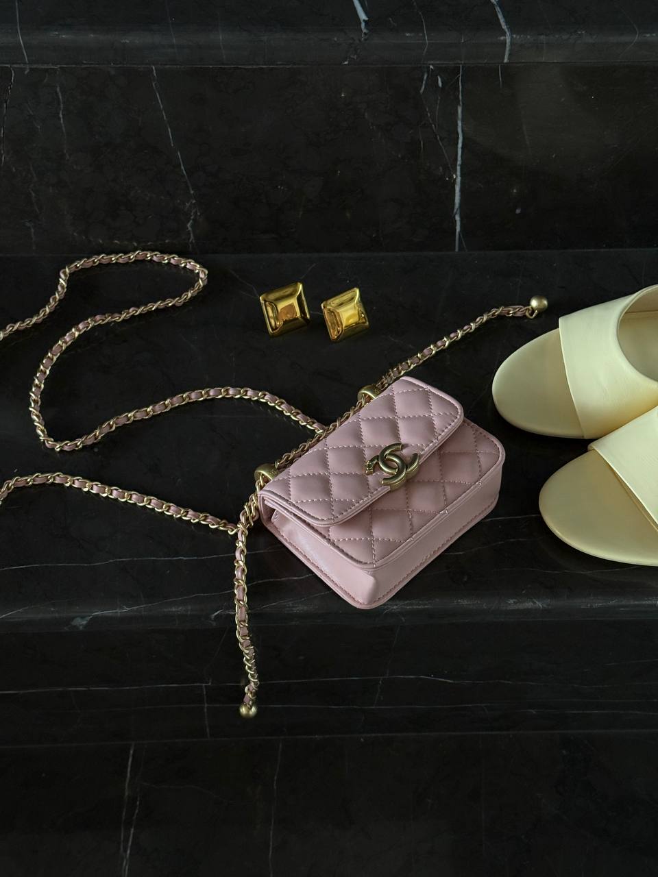 Chanel Calfskin Quilted Perfect Fit Wallet On Chain Mioni pink - 8