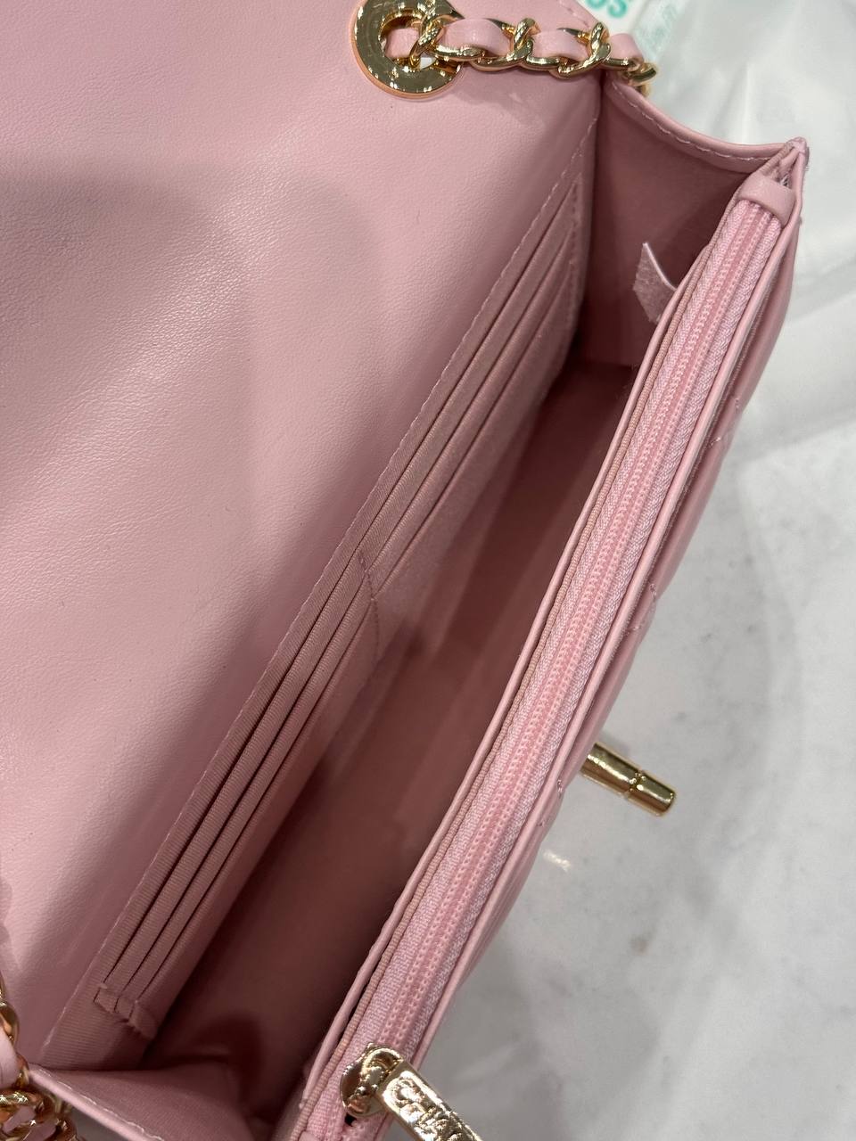 Chanel Calfskin Quilted Perfect Fit Wallet On Chain Pink/Gold - 14