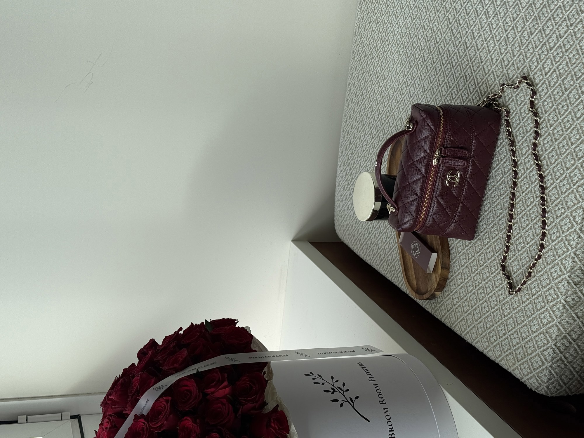 Chanel Caviar Quilted CC Top Handle Long Vanity Burgundy - 4