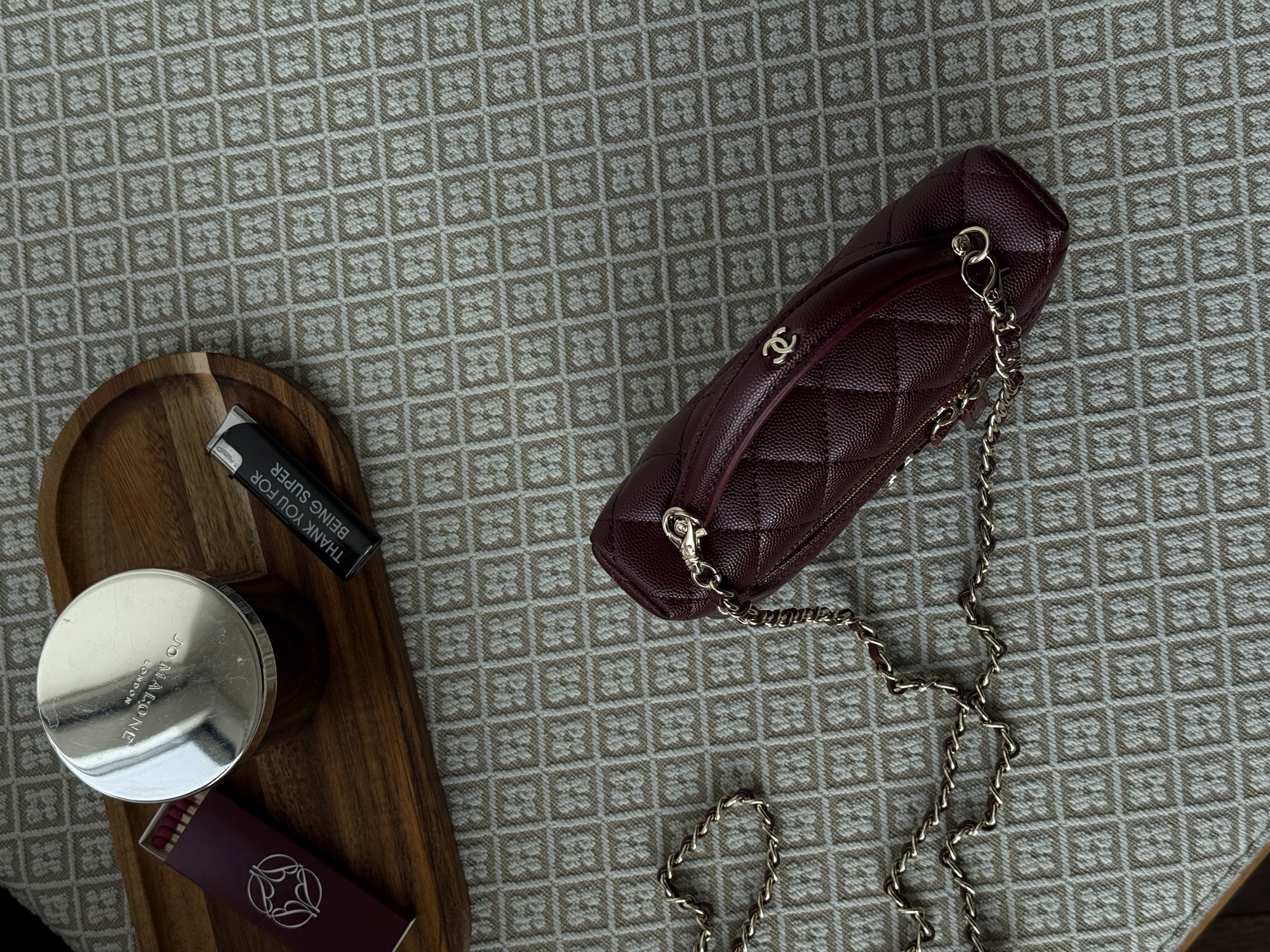 Chanel Caviar Quilted CC Top Handle Long Vanity Burgundy - 13