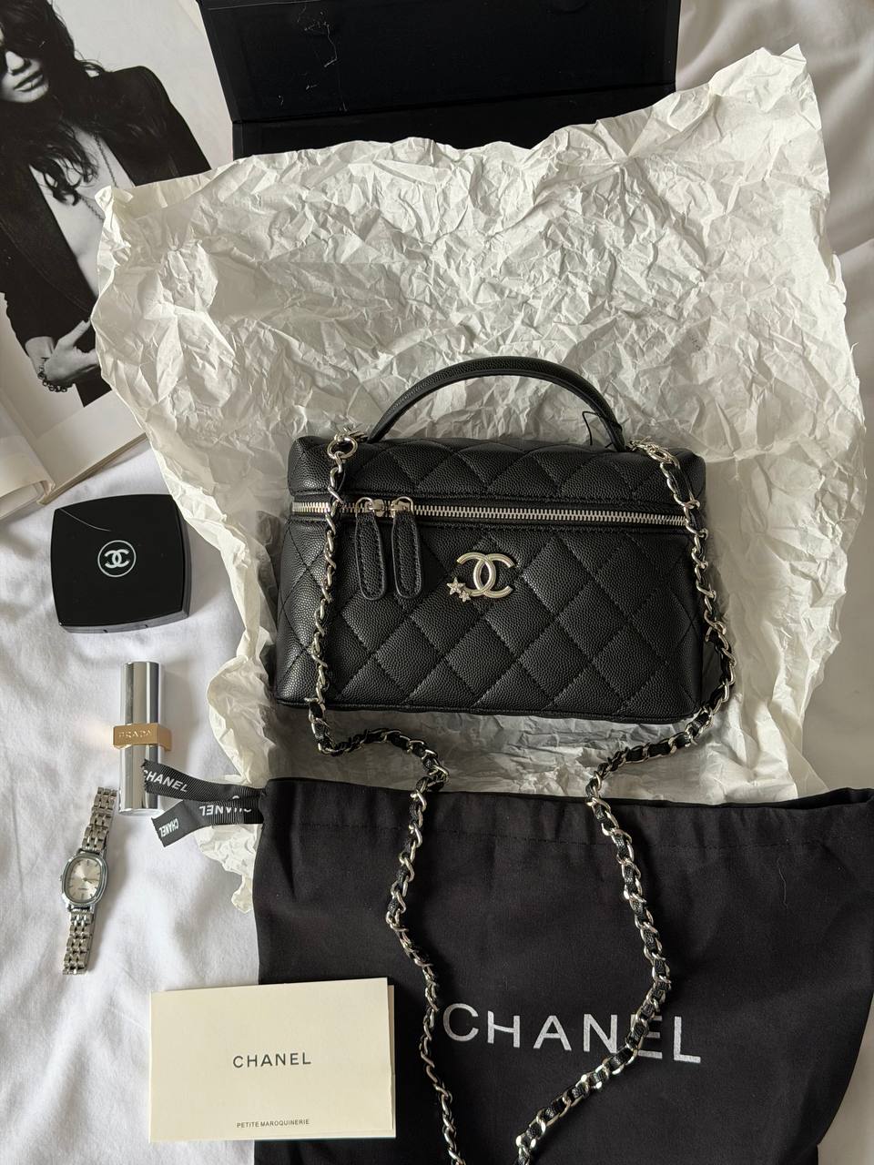 Chanel Caviar Quilted CC Top Handle Long Vanity - 2