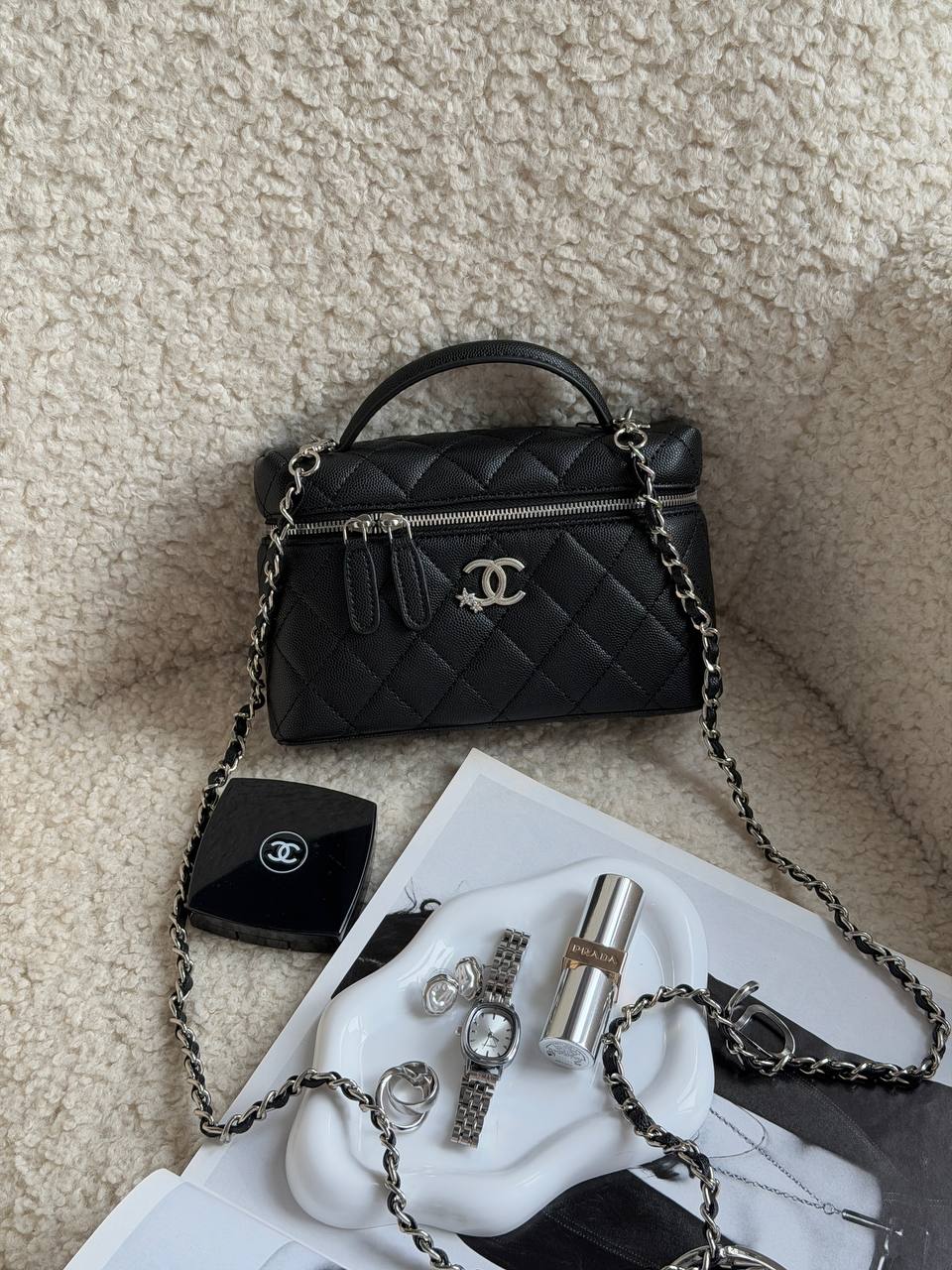 Chanel Caviar Quilted CC Top Handle Long Vanity - 3