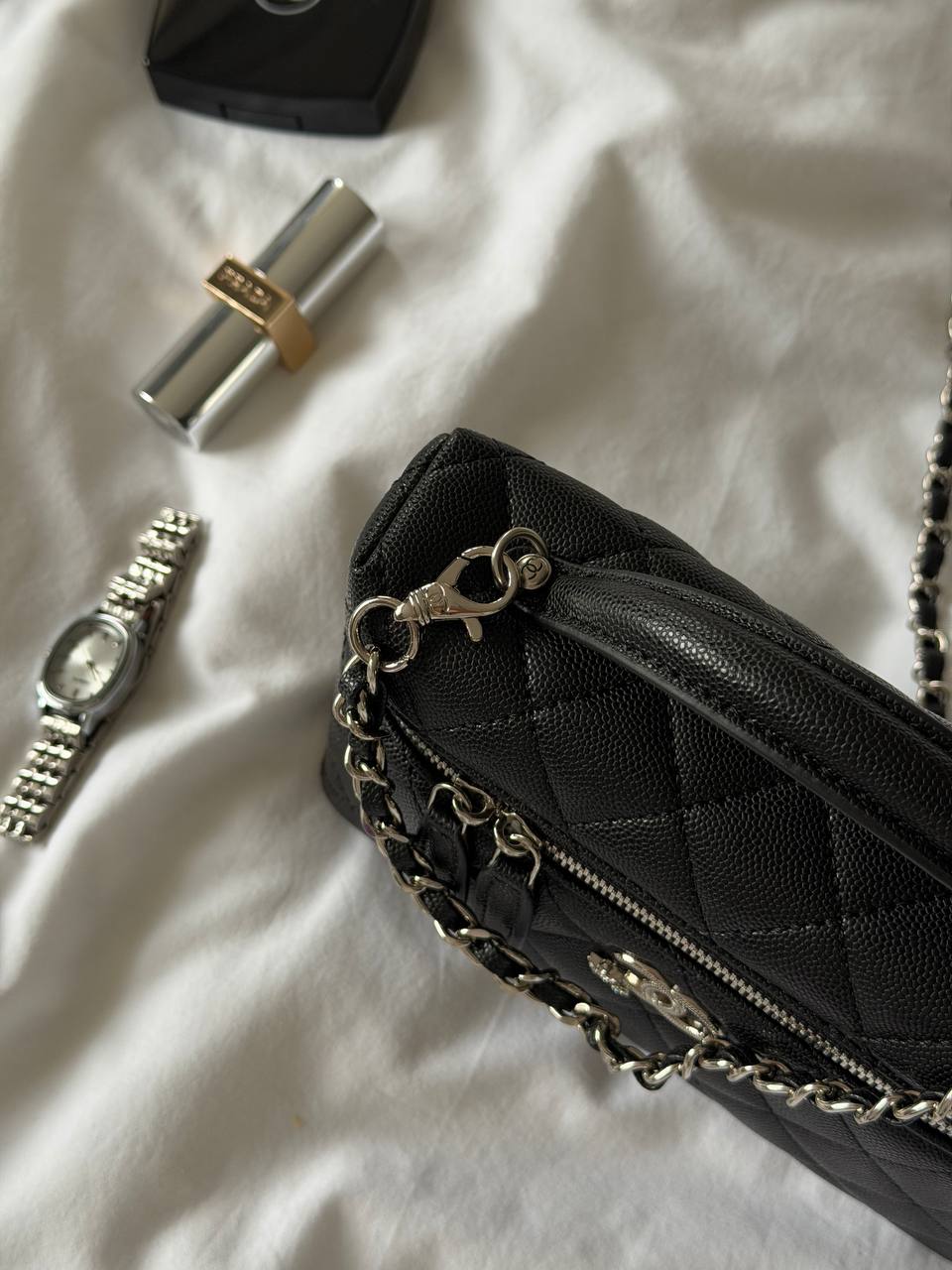 Chanel Caviar Quilted CC Top Handle Long Vanity - 8