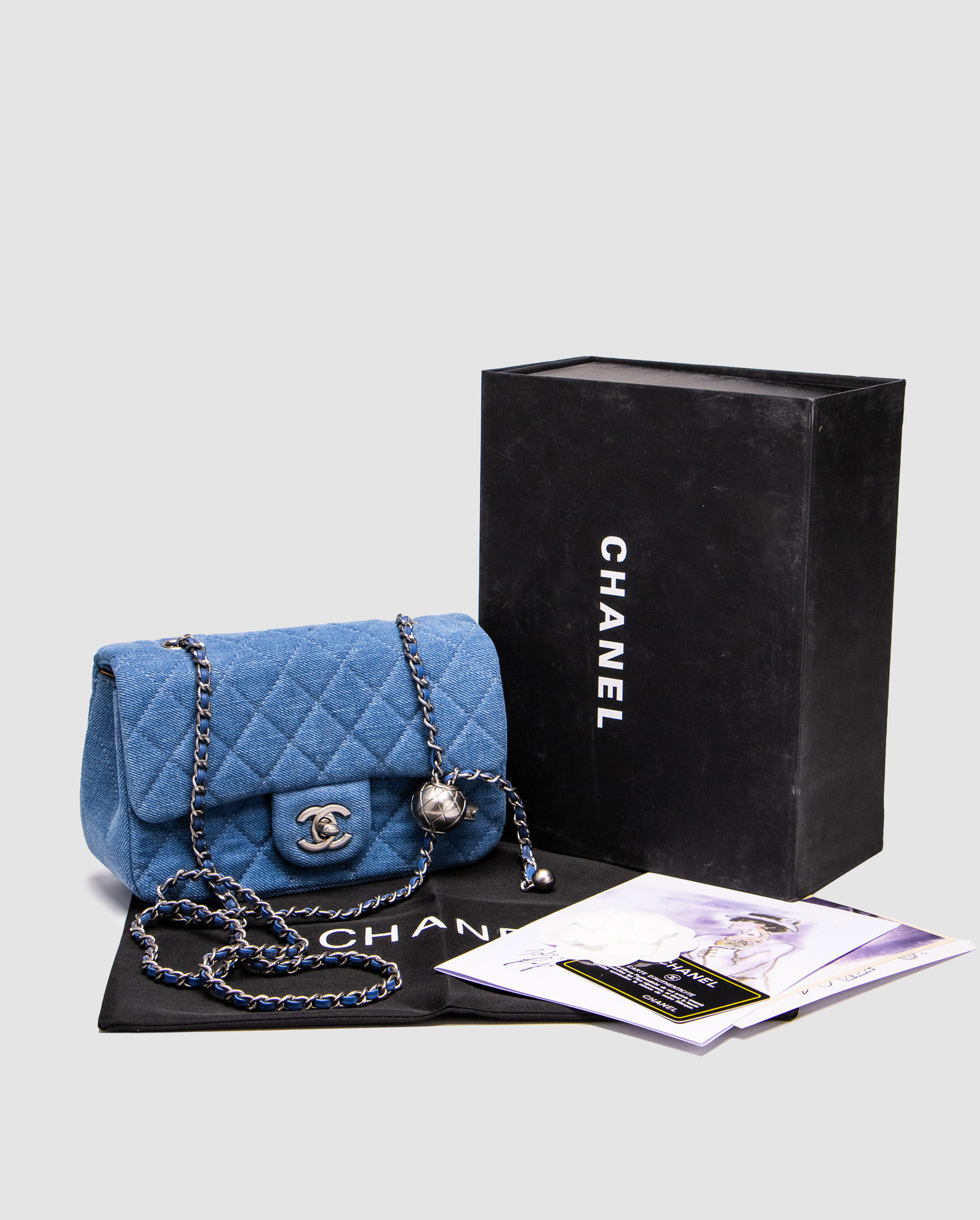 Chanel Classic 1.55 Small Single Flap Denim/Silver - 7
