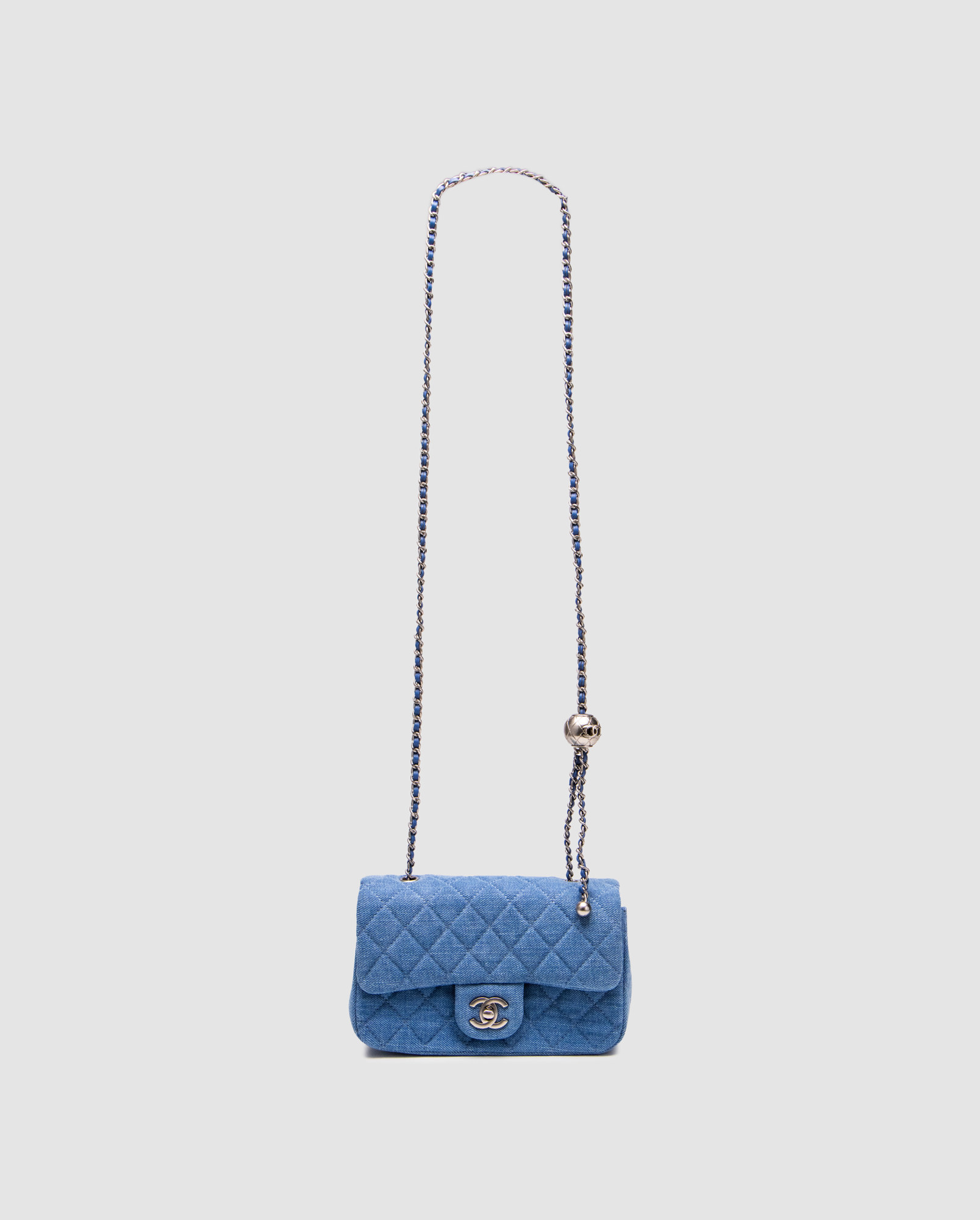 Chanel Classic 1.55 Small Single Flap Denim/Silver - 3