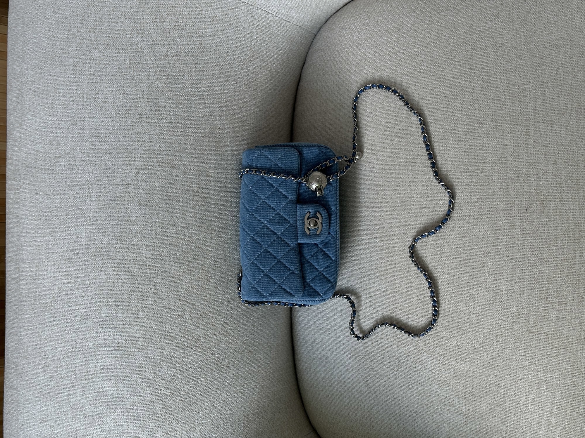Chanel Classic 1.55 Small Single Flap Denim/Silver - 14