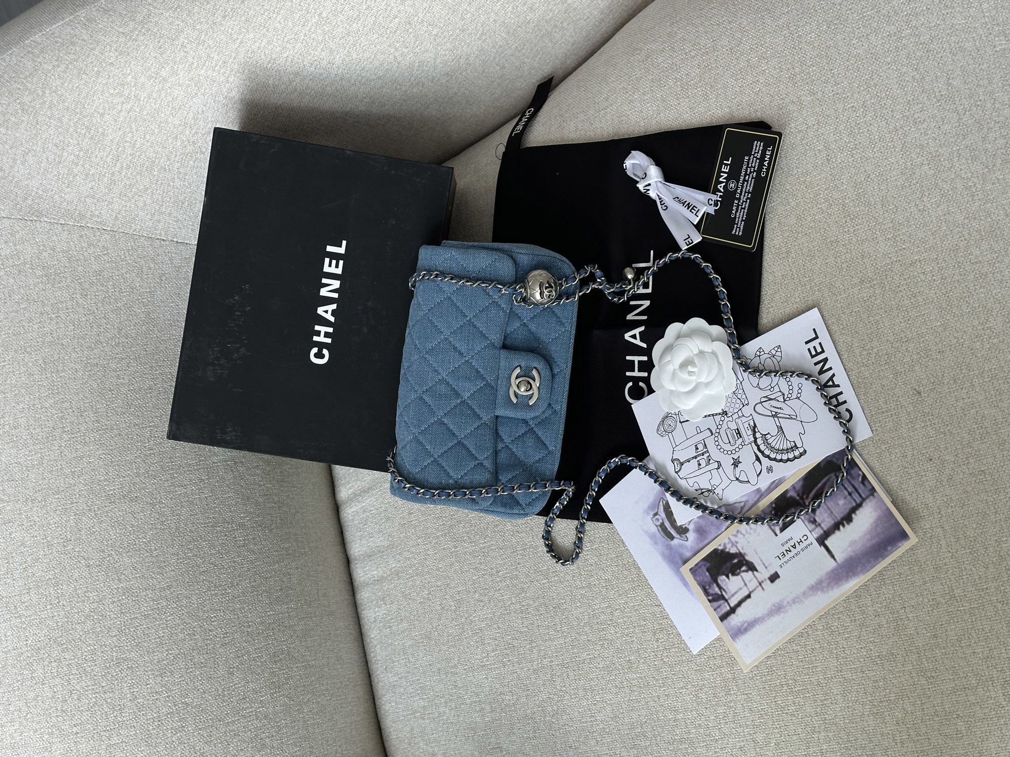Chanel Classic 1.55 Small Single Flap Denim/Silver - 12