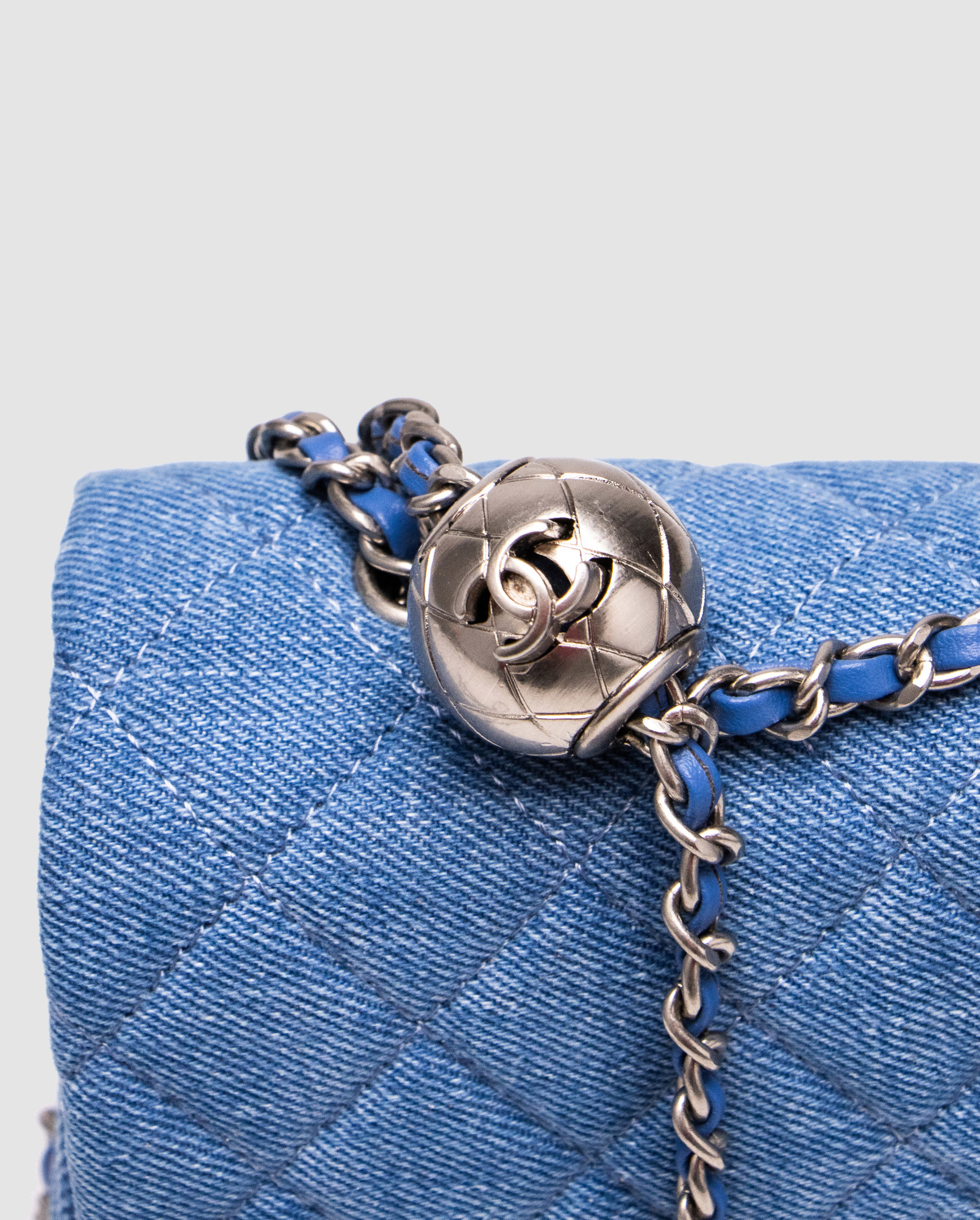 Chanel Classic 1.55 Small Single Flap Denim/Silver - 4