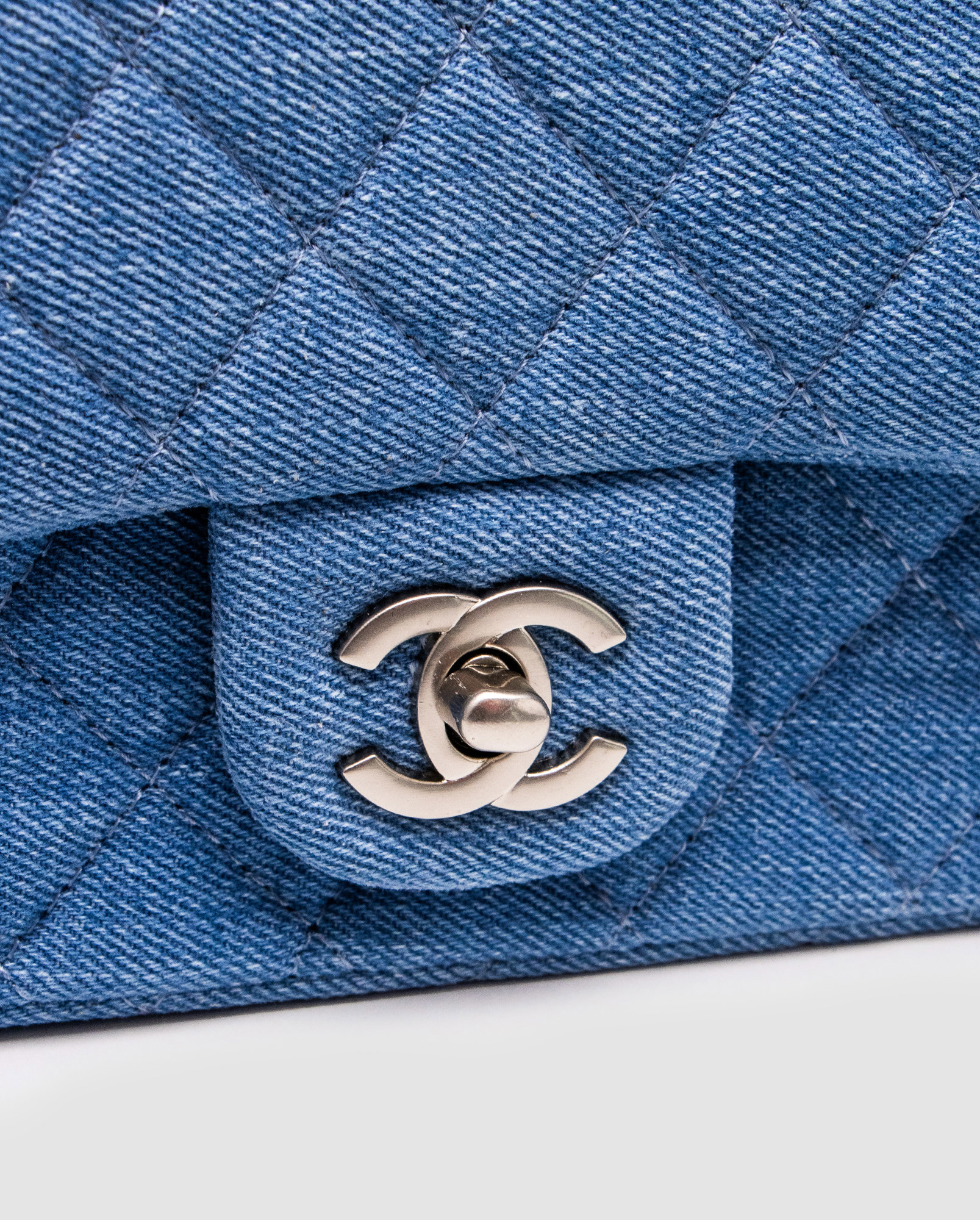 Chanel Classic 1.55 Small Single Flap Denim/Silver - 5