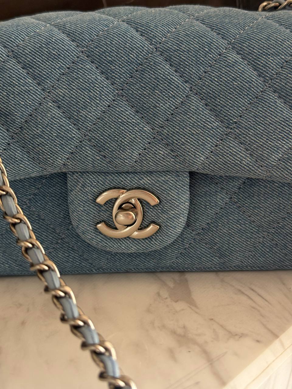 Chanel Classic 1.55 Small Single Flap Denim/Silver - 5