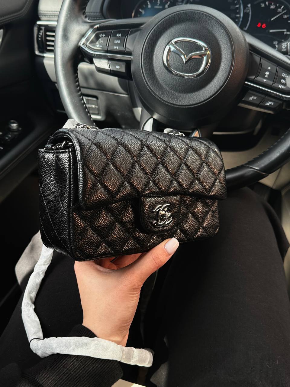 Chanel Classic 1.55 Small Single Flap in Black/Silver - 10