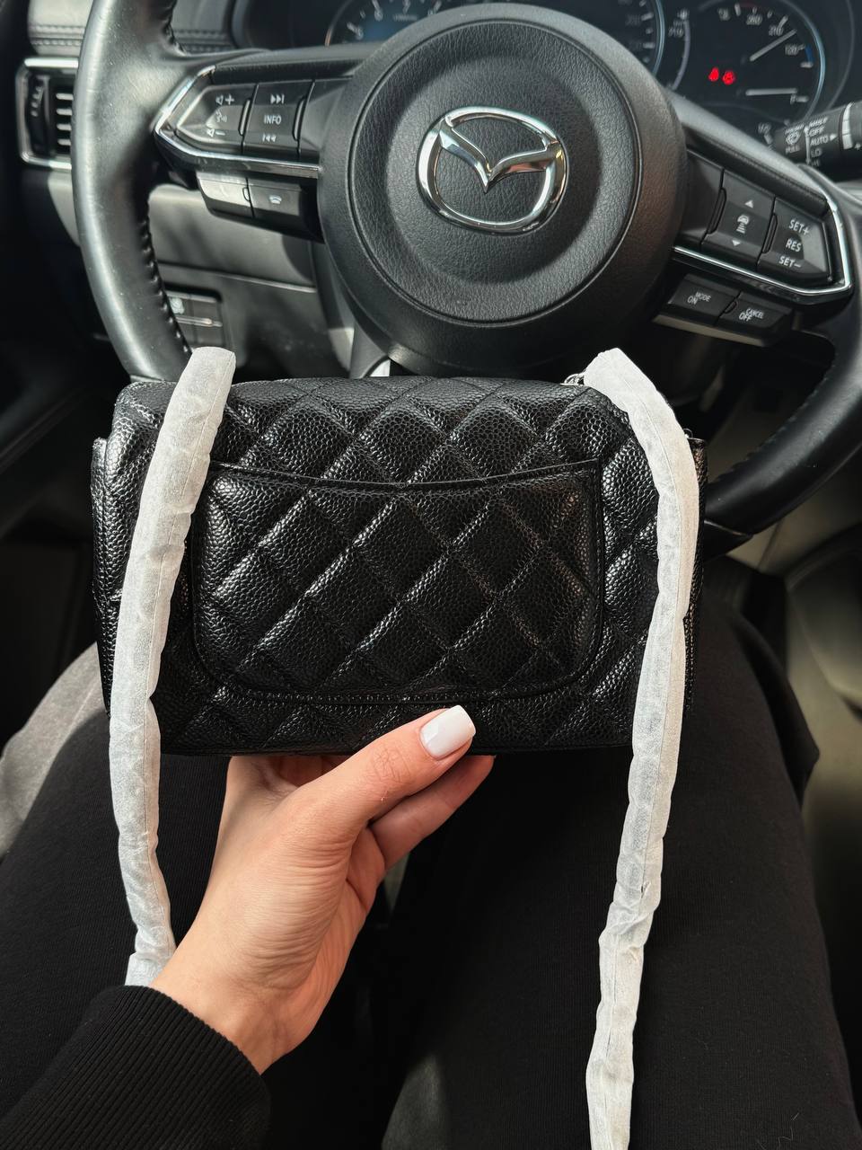 Chanel Classic 1.55 Small Single Flap in Black/Silver - 12