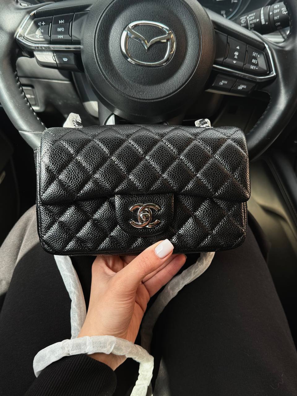 Chanel Classic 1.55 Small Single Flap in Black/Silver - 2