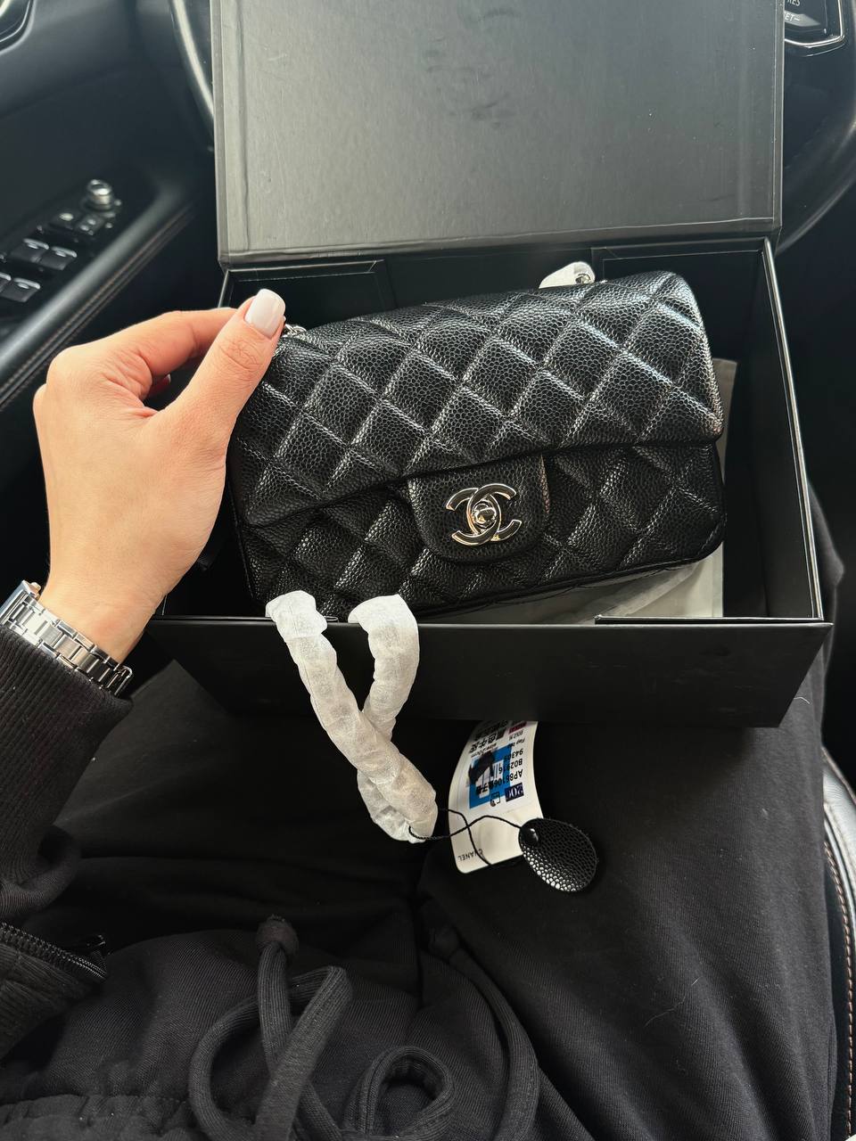 Chanel Classic 1.55 Small Single Flap in Black/Silver - 3