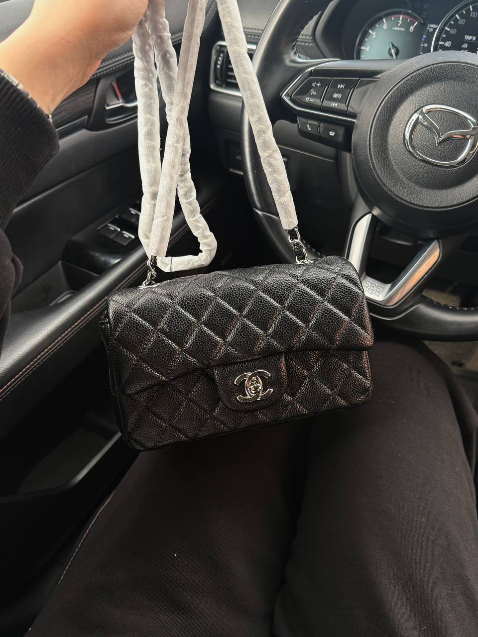 Chanel Classic 1.55 Small Single Flap in Black/Silver - 8