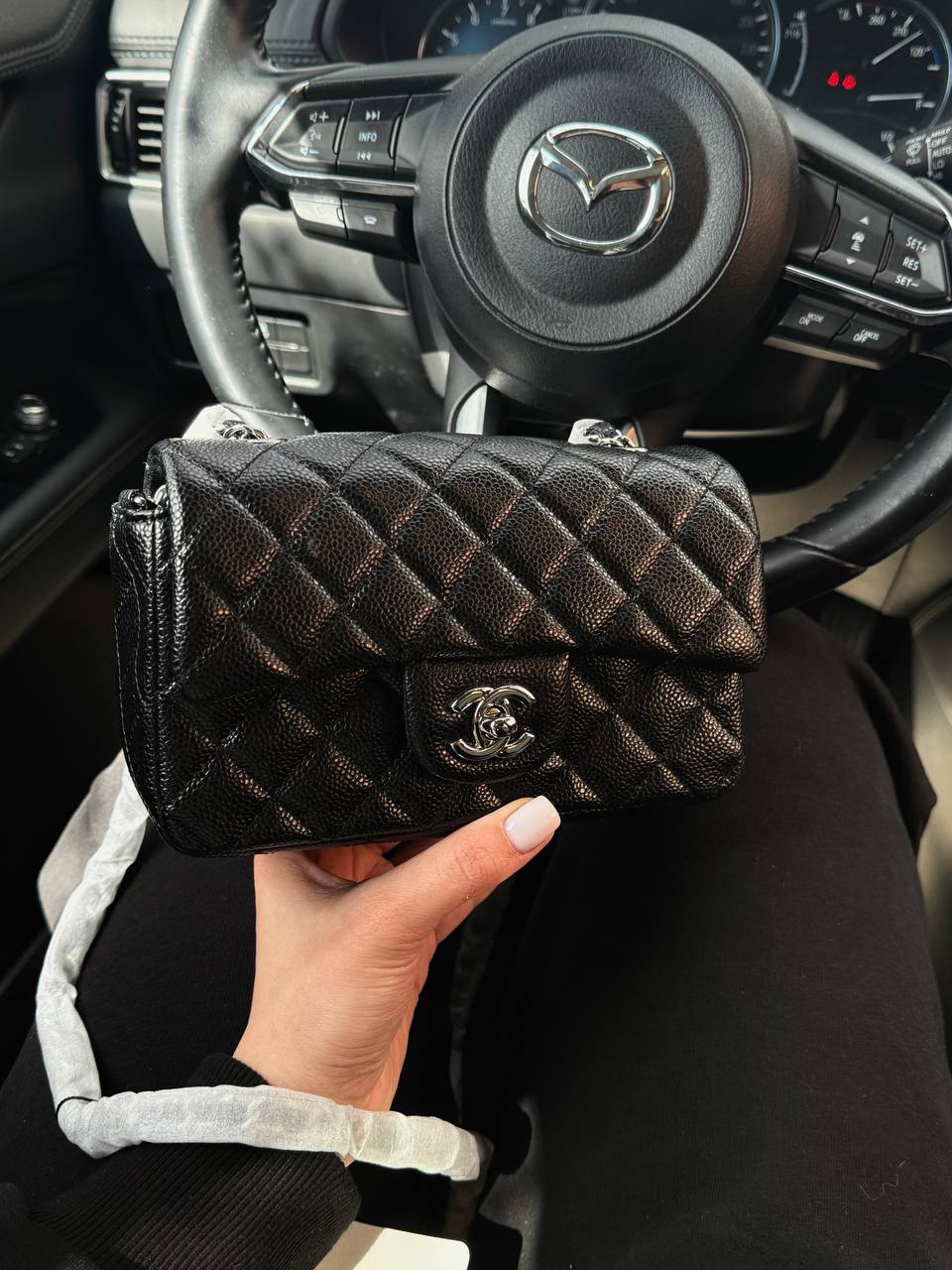 Chanel Classic 1.55 Small Single Flap in Black/Silver - 9