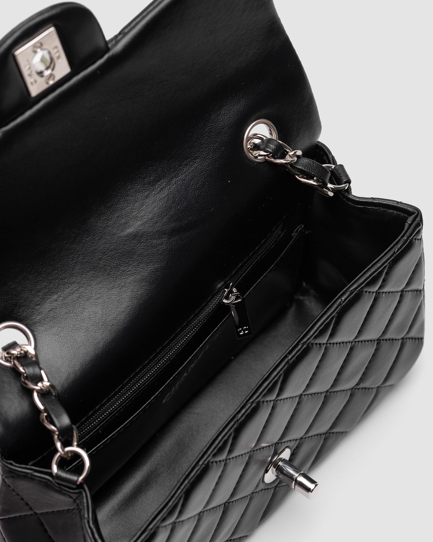 Chanel Classic 1.55 Small Single Flap in Black/Silver - 12