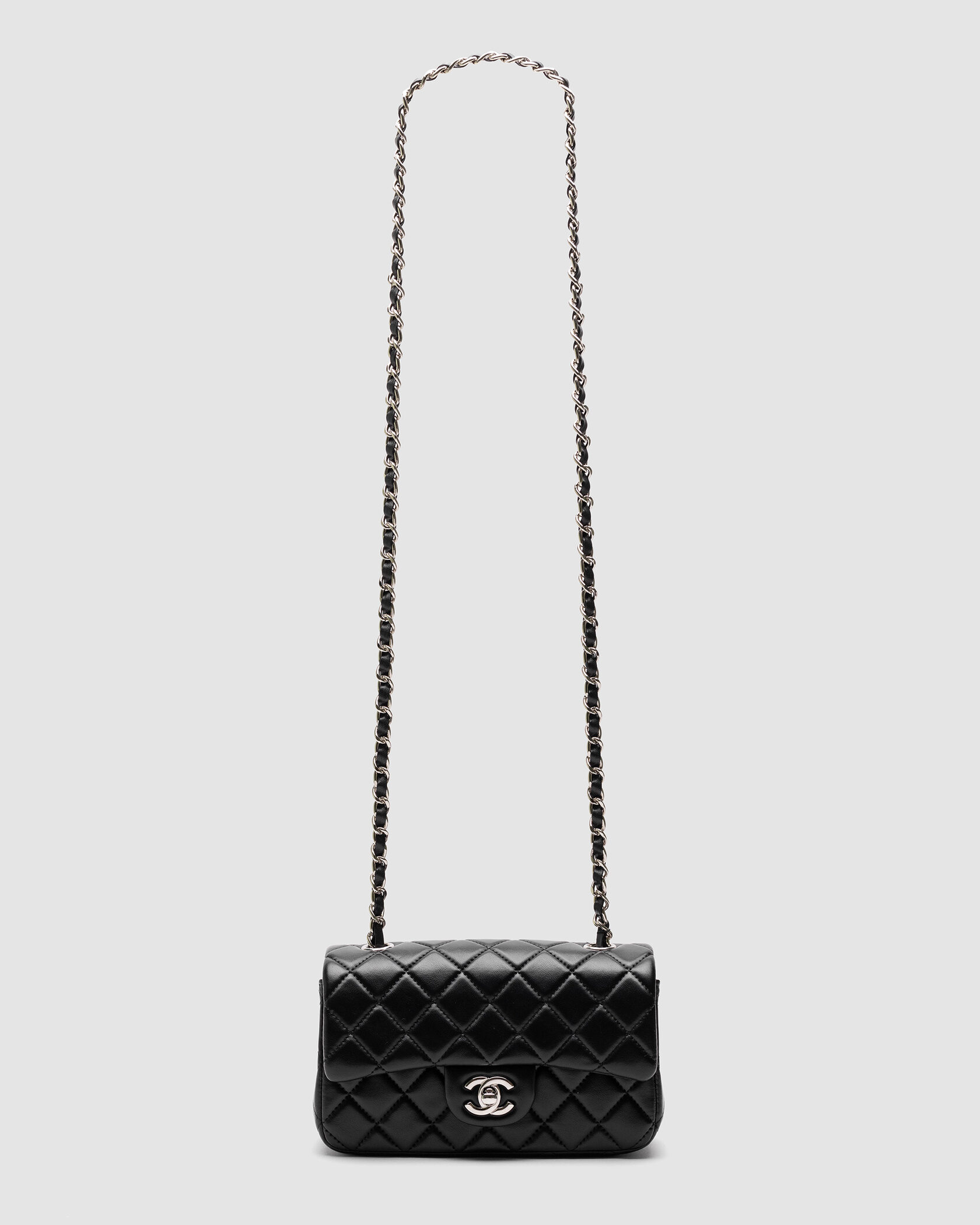 Chanel Classic 1.55 Small Single Flap in Black/Silver - 3
