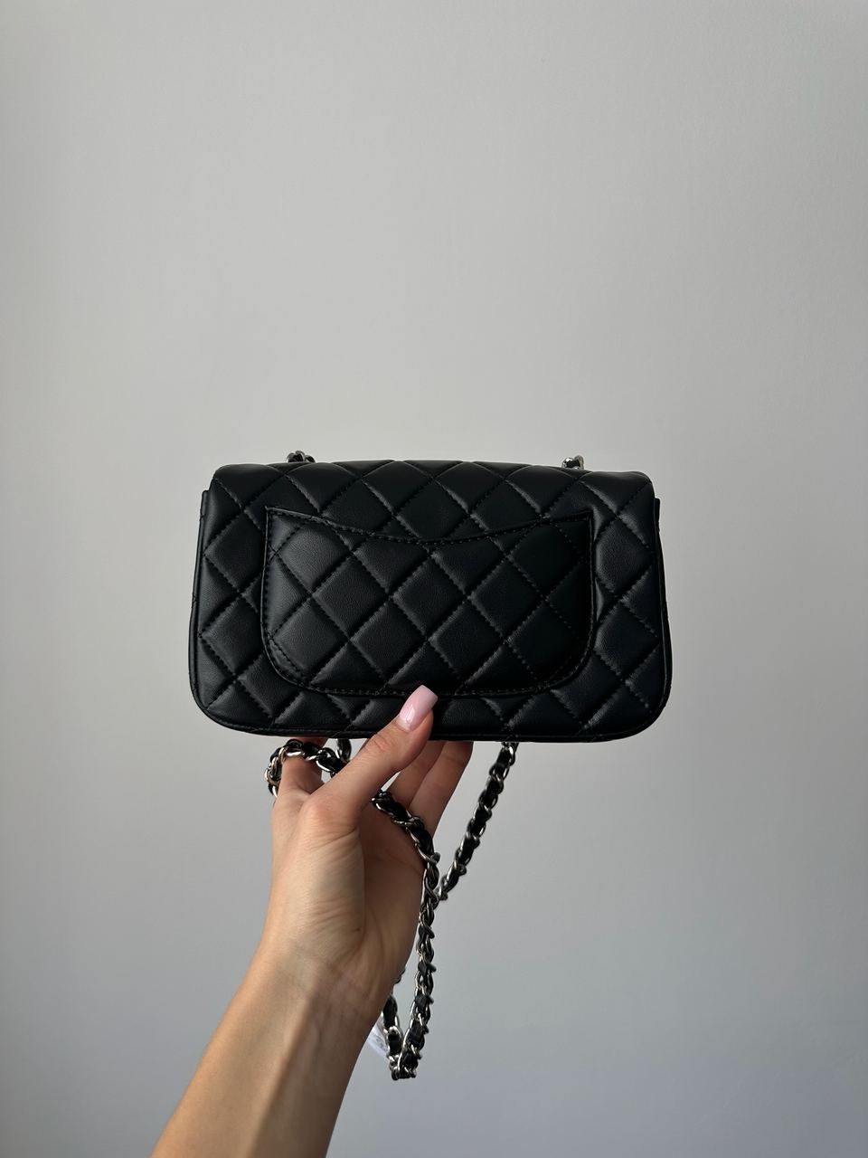 Chanel Classic 1.55 Small Single Flap in Black/Silver - 8