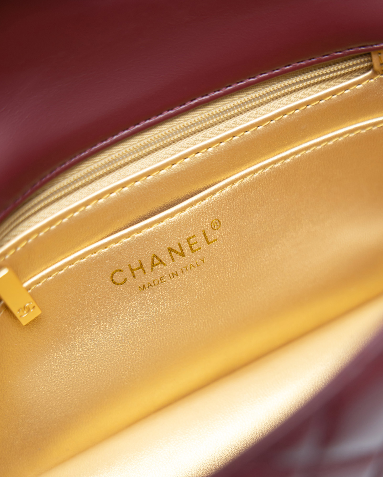 Chanel Classic 1.55 Small Single Flap in Burgundy/Gold - 7