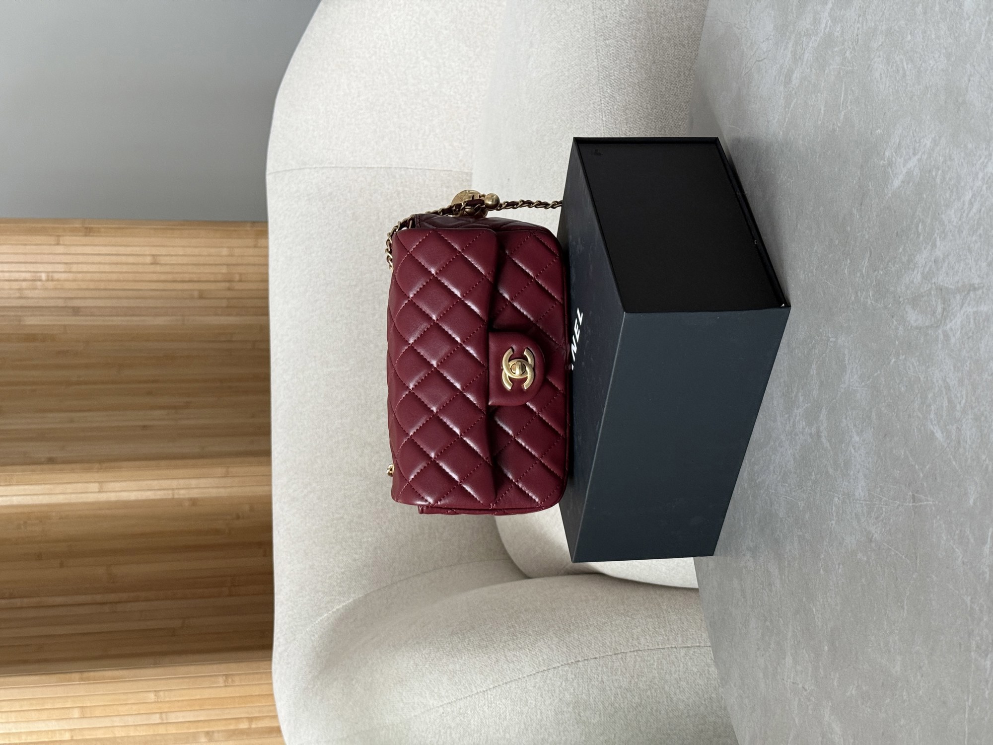 Chanel Classic 1.55 Small Single Flap in Burgundy/Gold - 10