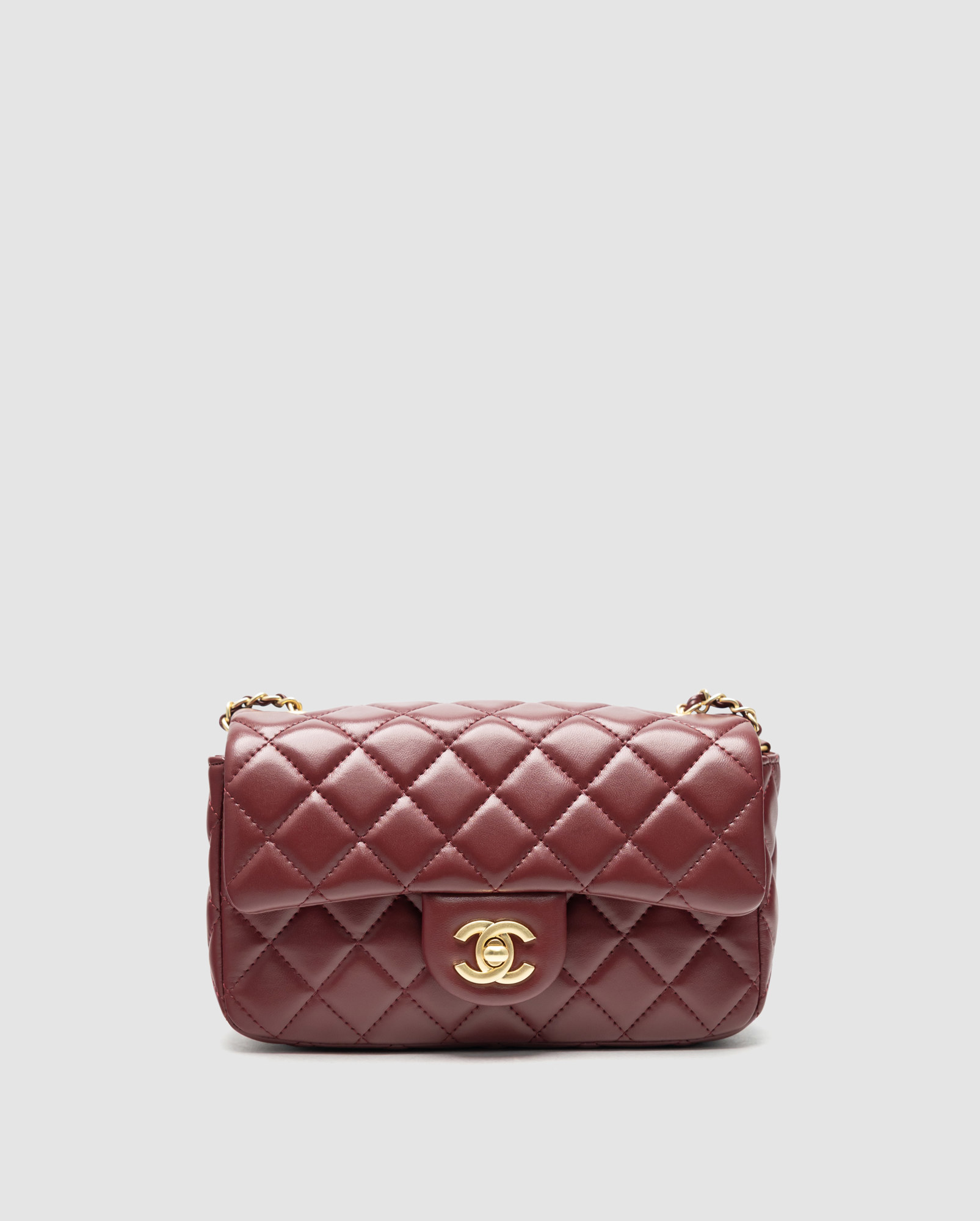 Chanel Classic 1.55 Small Single Flap in Burgundy/Gold - 2