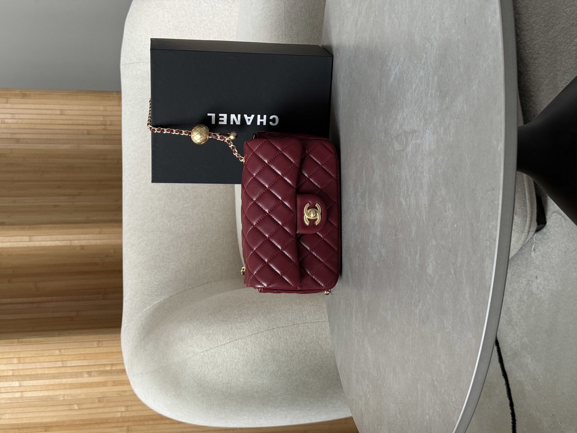 Chanel Classic 1.55 Small Single Flap in Burgundy/Gold - 11