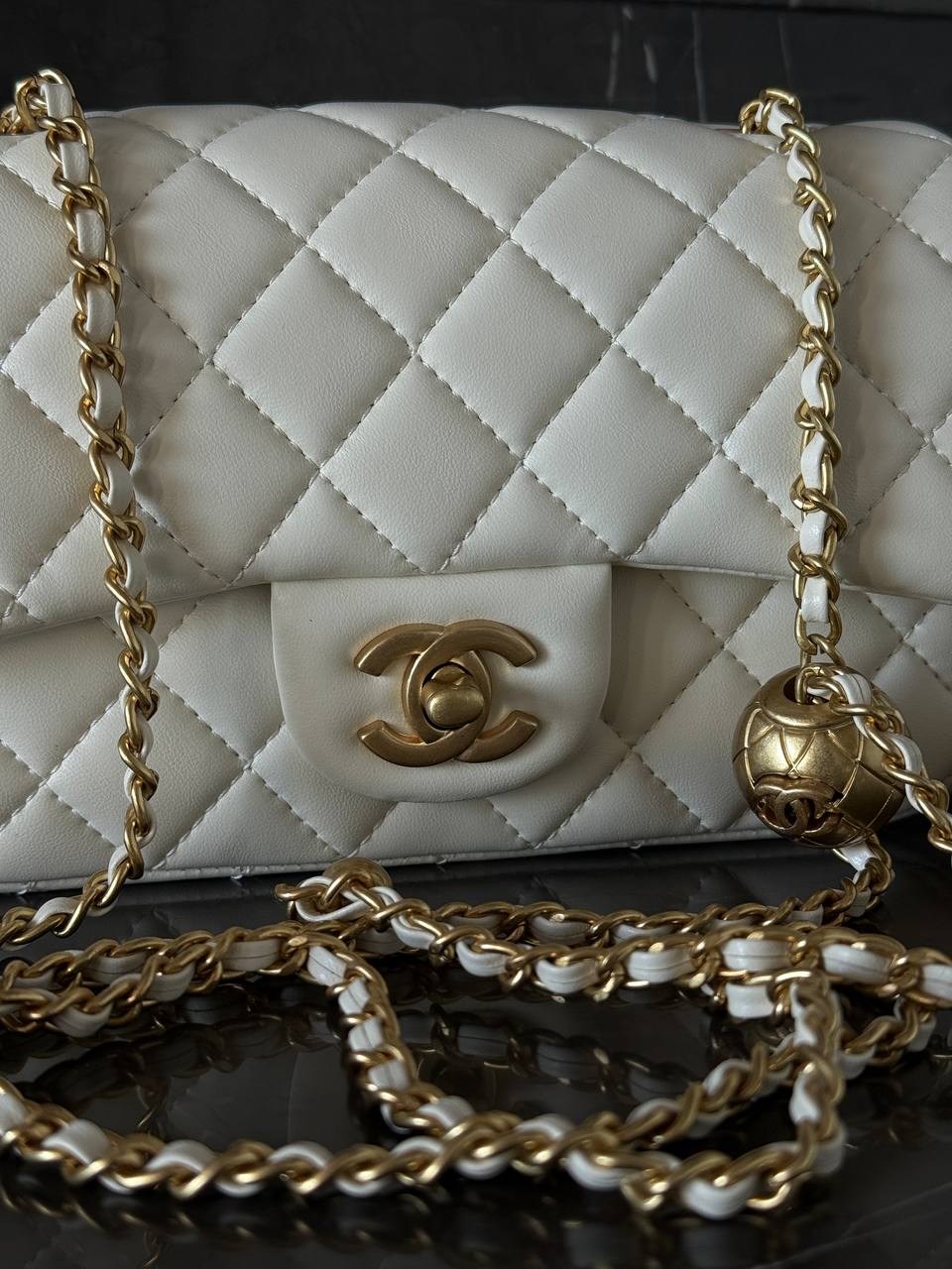 Chanel Classic 1.55 Small Single Flap in Milk/Gold - 4