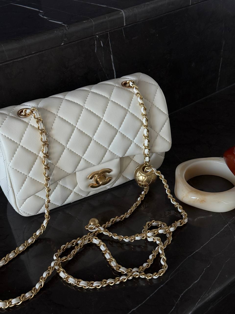 Chanel Classic 1.55 Small Single Flap in Milk/Gold - 5